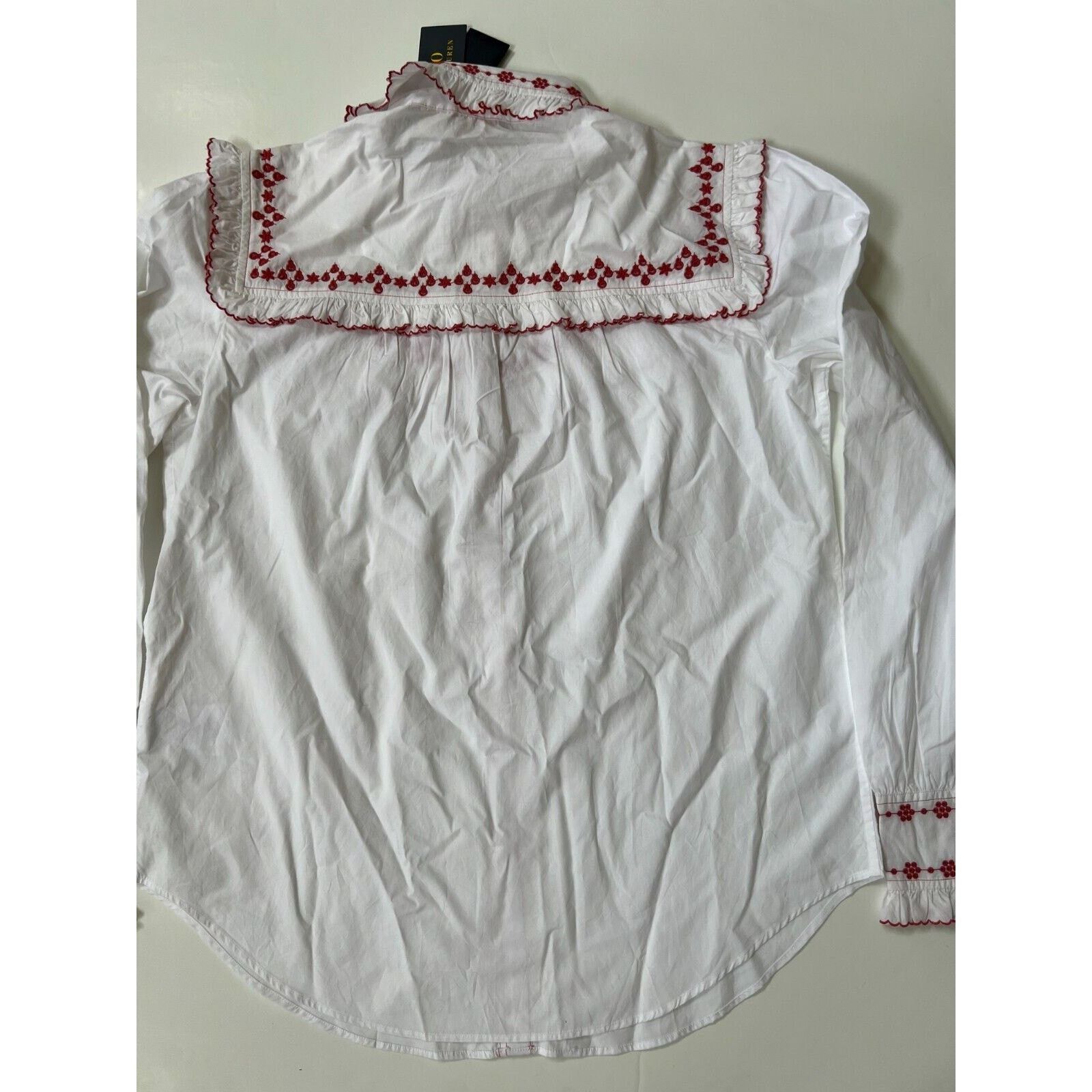 Polo Ralph Lauren Ralph Lauren White Embroidered Button Front Shirt Blouse L Size L / US 10 / IT 46 - 9 Thumbnail