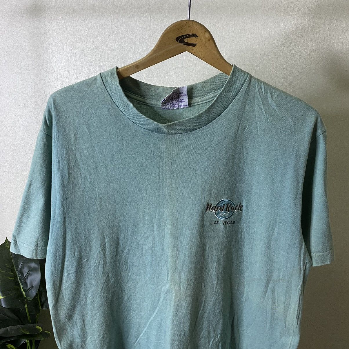 Hard Rock Cafe Vintage 1990s HRC Embroidery Small Logo Sage Green Tee Size US M / EU 48-50 / 2 - 2 Thumbnail