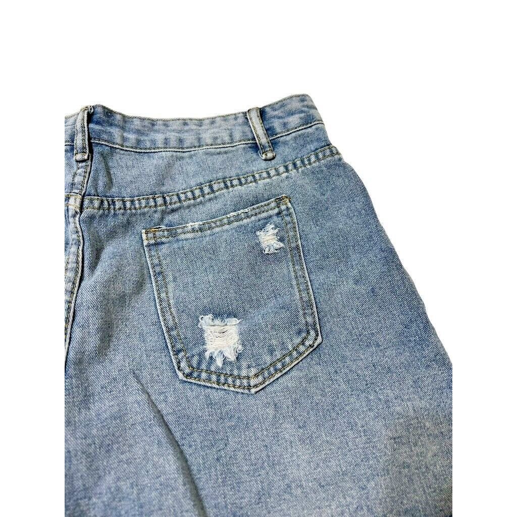 Shein Shein Blue Jean Short Women Large Frayed Distressed Cut Off Size 30" / US 8 / IT 44 - 5 Thumbnail