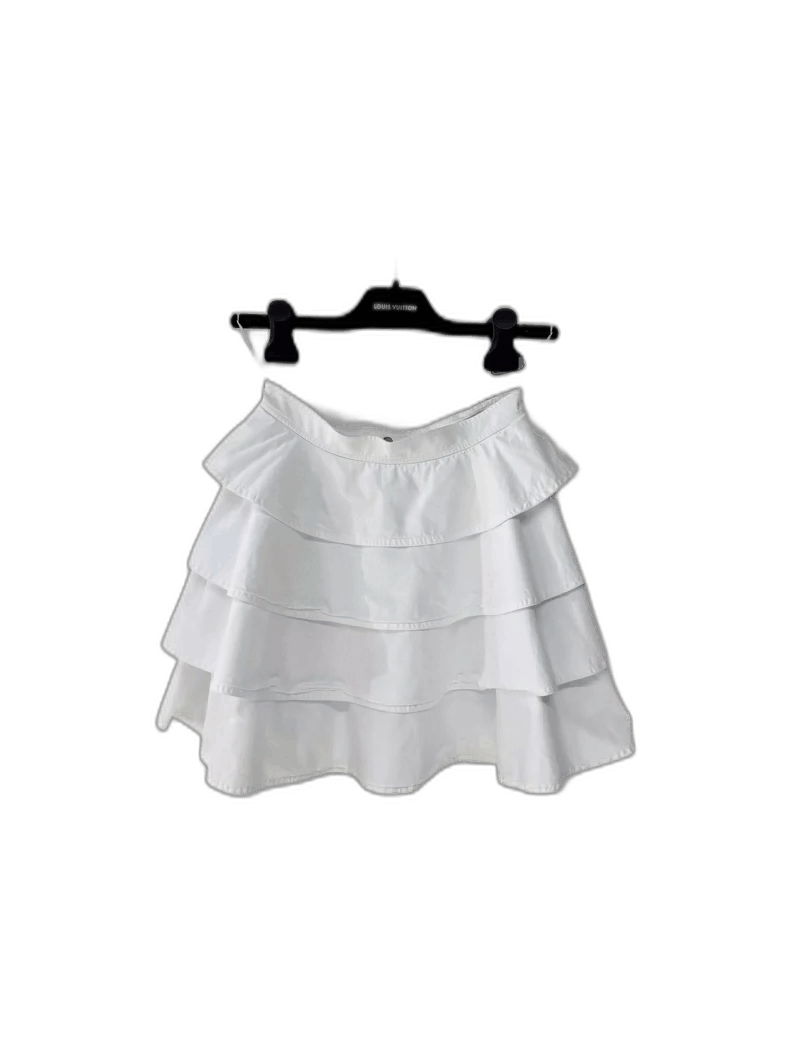 Louis Vuitton White Ruffled Cake Skirt in Size 34 Size 34" / US 12 / IT 48 - 1 Thumbnail