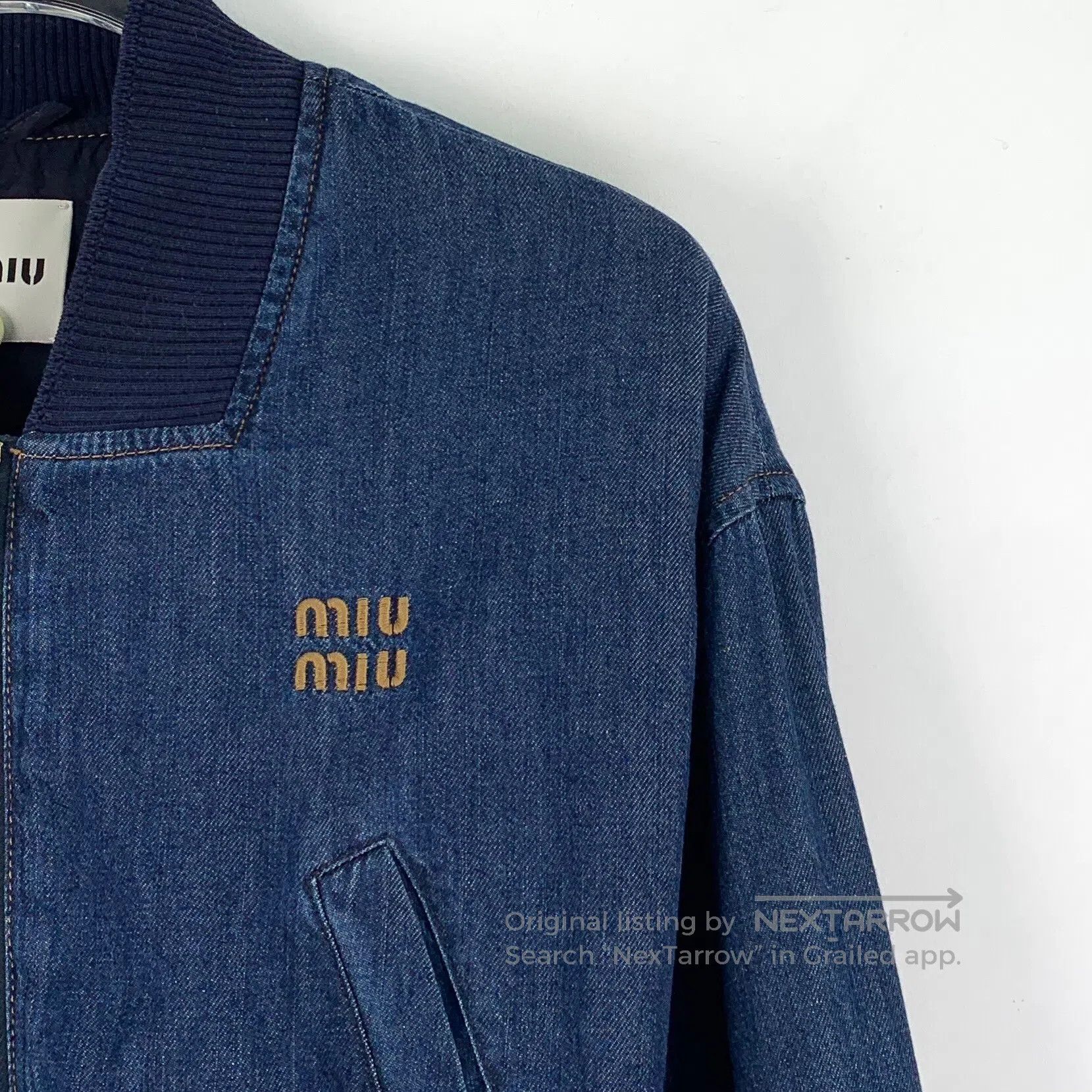 Miu Miu Miu Miu Blue logo embroidered cotton denim jacket| Size XS / US 0-2 / IT 36-38 - 3 Thumbnail