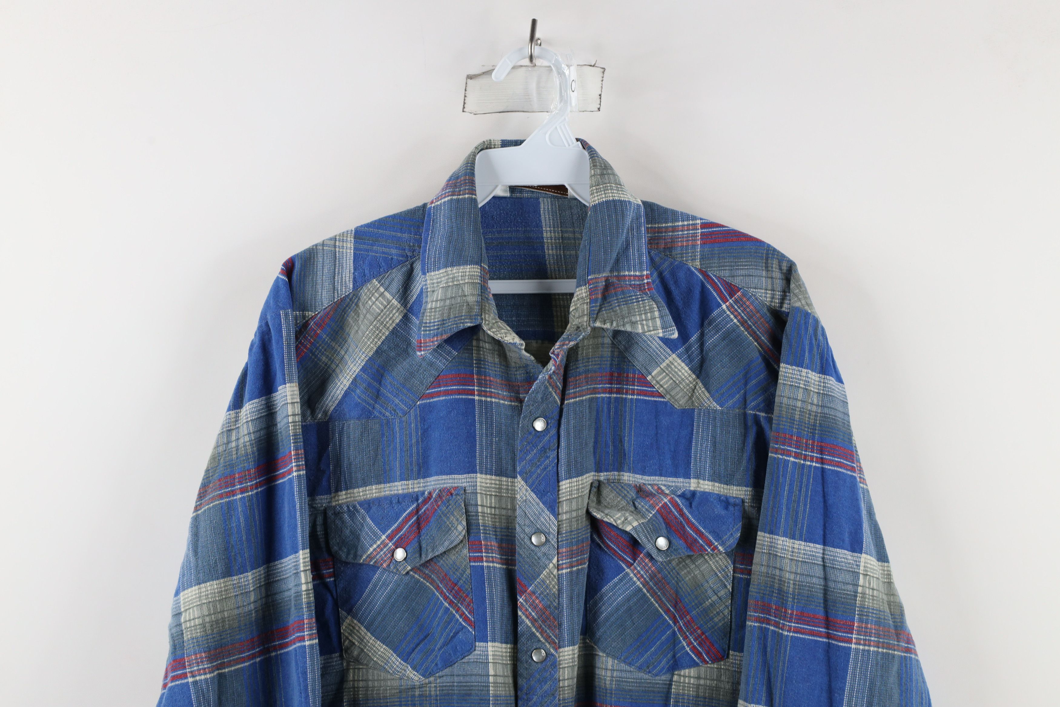Vintage Vintage 70s Streetwear Western Flannel Snap Button Shirt Size US L / EU 52-54 / 3 - 2 Thumbnail