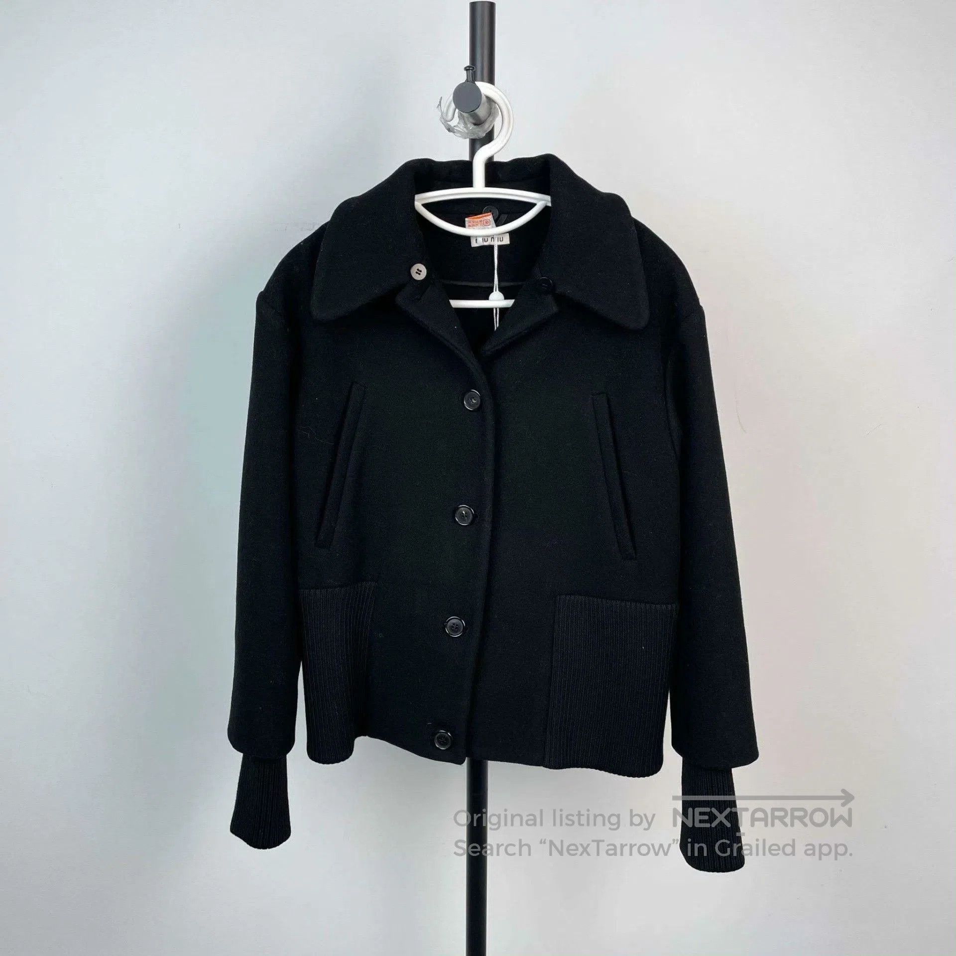Miu Miu MiuMiu Large Lapel Ribbed Wool Coat. Size M / US 6-8 / IT 42-44 - 1 Thumbnail