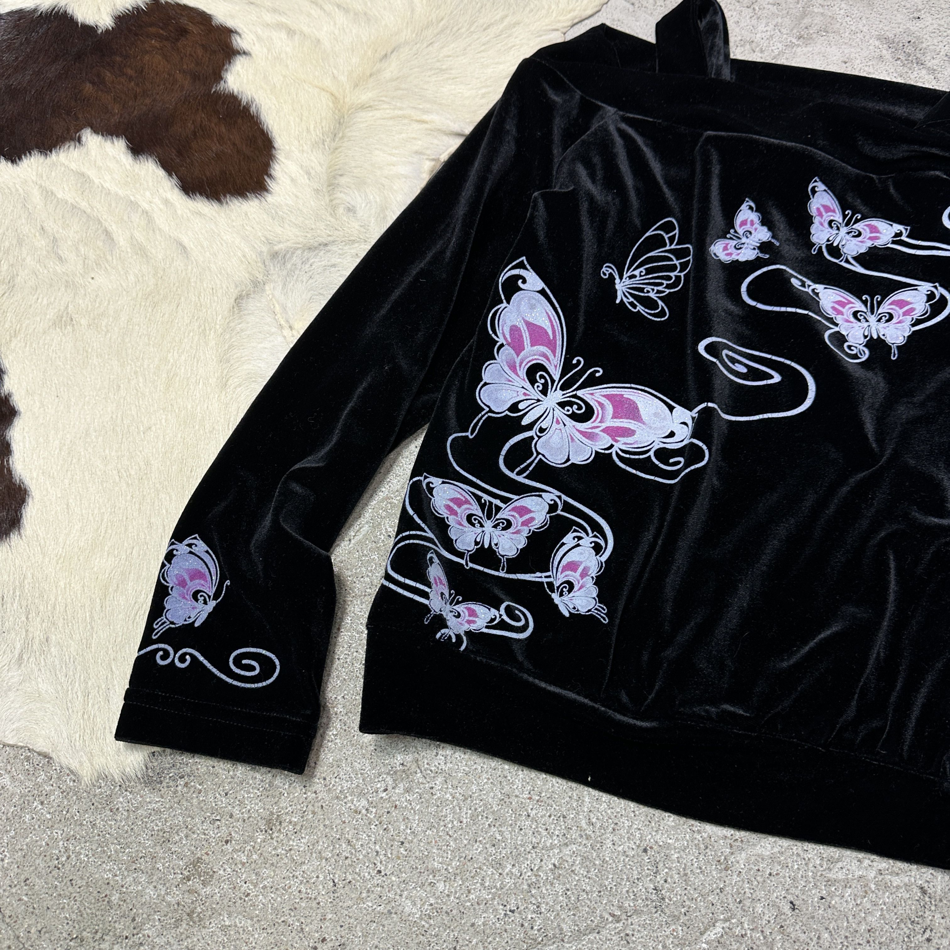 Vintage Vintage Avant Garde Velvet Butterflies Longsleeve 00s Size XS / US 0-2 / IT 36-38 - 3 Thumbnail