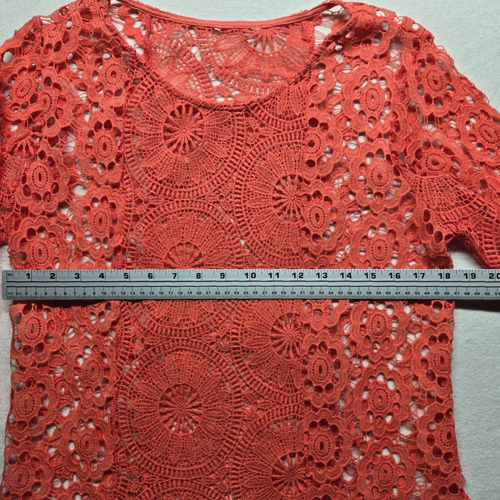 Vintage VINTAGE Shirt Adult L Red Solid Crochet Lace Boho Cottagecore 60s 70s Fairytale Floral Western Womens Size L / US 10 / IT 46 - 3 Thumbnail