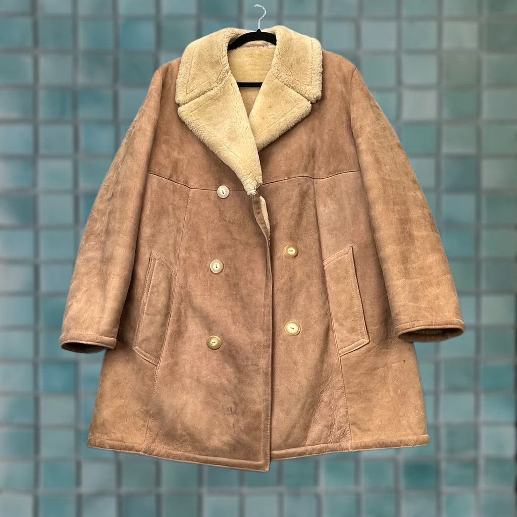 Vintage VINTAGE Sawyer of Napa Mens Coat Short Leather Suede Jacket Sherpa Wool Lined 40 Brown Size US XXS / EU 40 - 1 Thumbnail