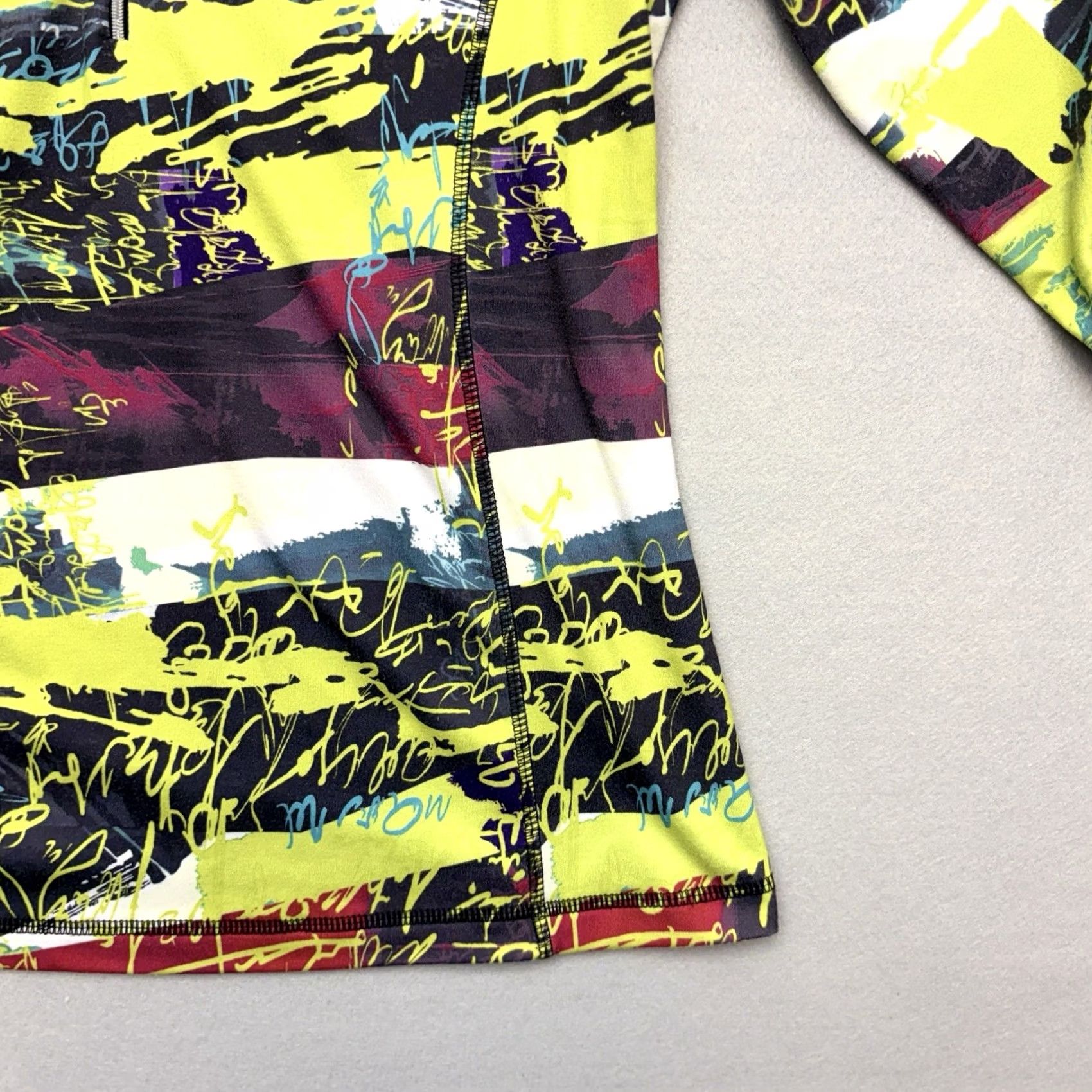 Vintage SNO SKINS Pullover 1/4 Zip Top Graffiti Print Yellow Black Red Women's Size L Shirt Adult Womens Size L / US 10 / IT 46 - 4 Thumbnail
