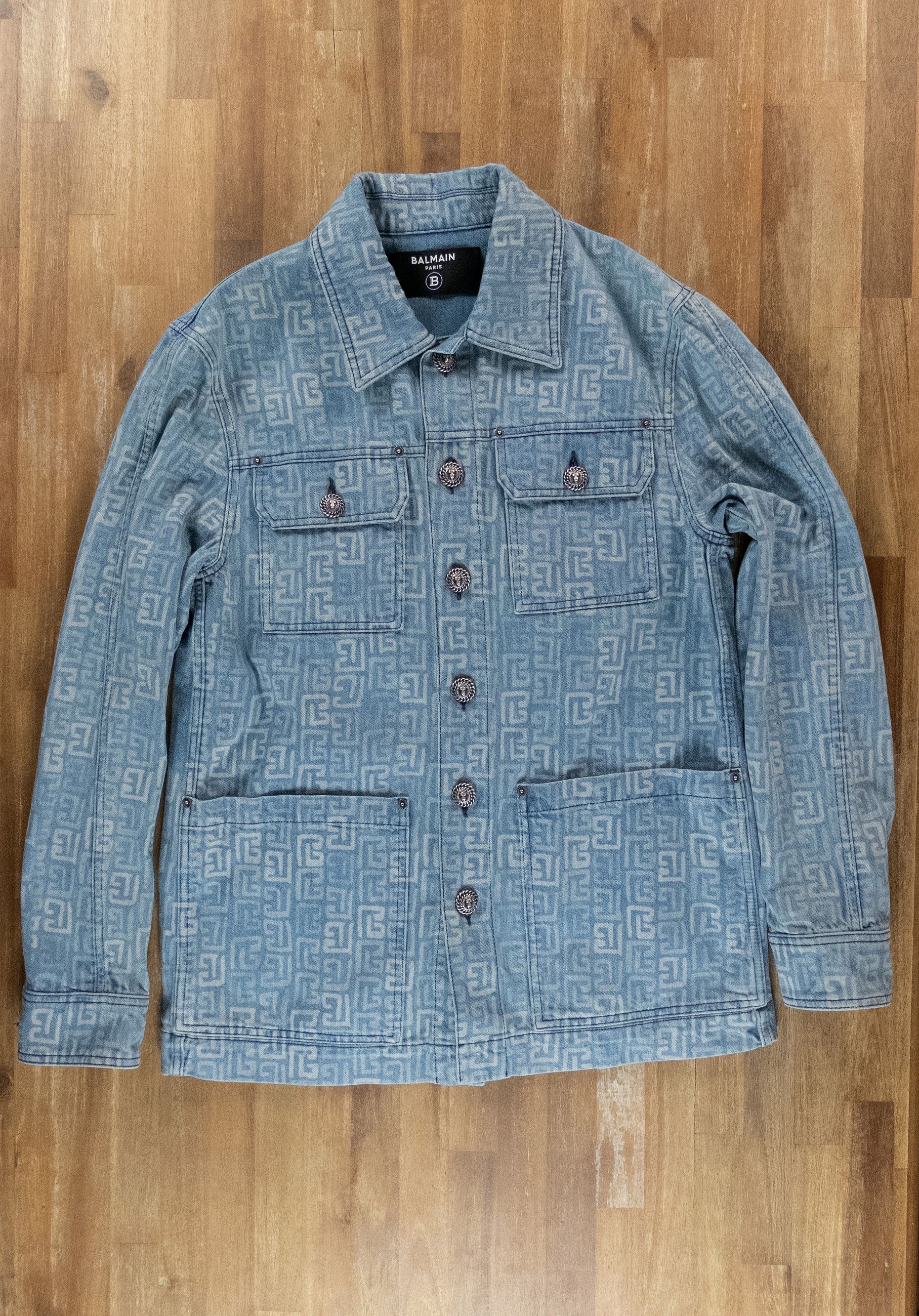 Balmain BALMAIN blue denim faded monogram buttoned jacket Medium Size US M / EU 48-50 / 2 - 4 Thumbnail