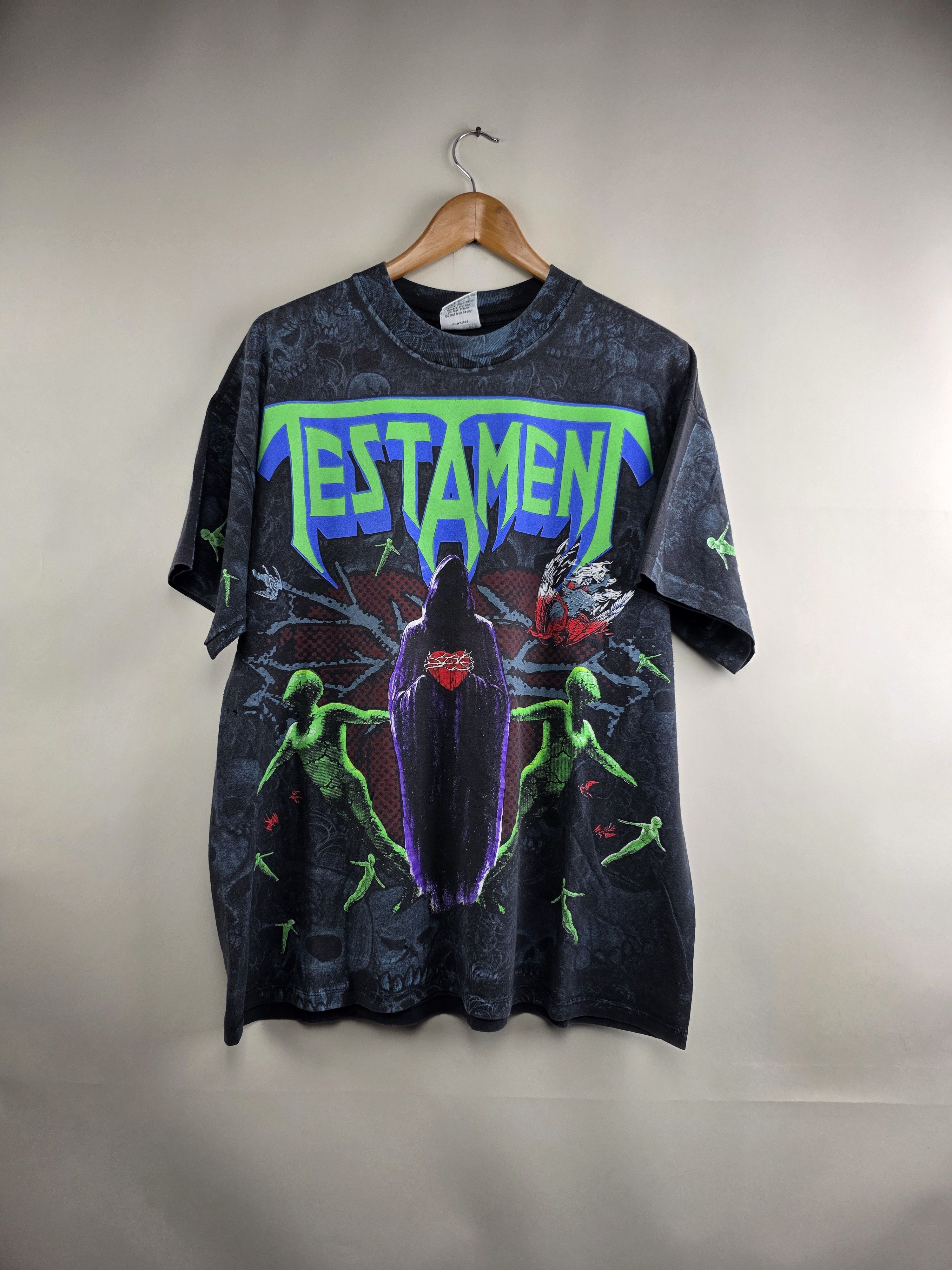 Band Tees × Vintage 1992 Testament All over print XL 23" 29" Size US XL / EU 56 / 4 - 9 Thumbnail