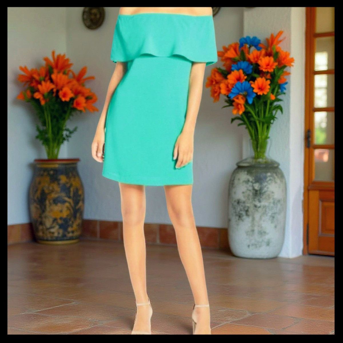 Other Charles Henry XS Teal Off Shoulder Dress Size XS / US 0-2 / IT 36-38 - 1 Thumbnail
