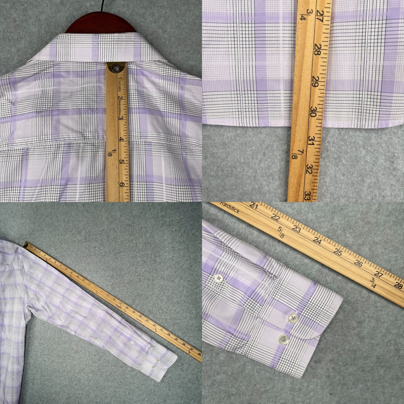 BUGATCHI BUGATCHI UOMO Shirt Large Purple Plaid Button-Up Long Sleeve Mens Size US L / EU 52-54 / 3 - 8 Thumbnail
