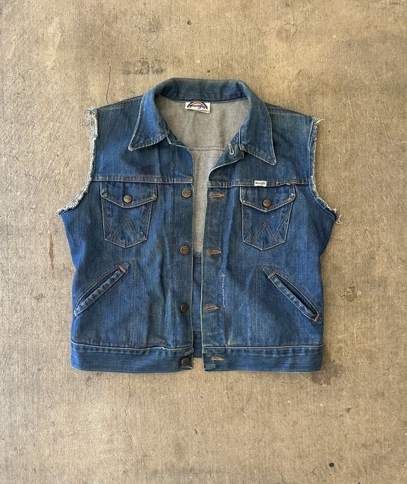 Vintage Vintage Wrangler 70s Denim Vest Cutoff Trucker Biker Jacket ...