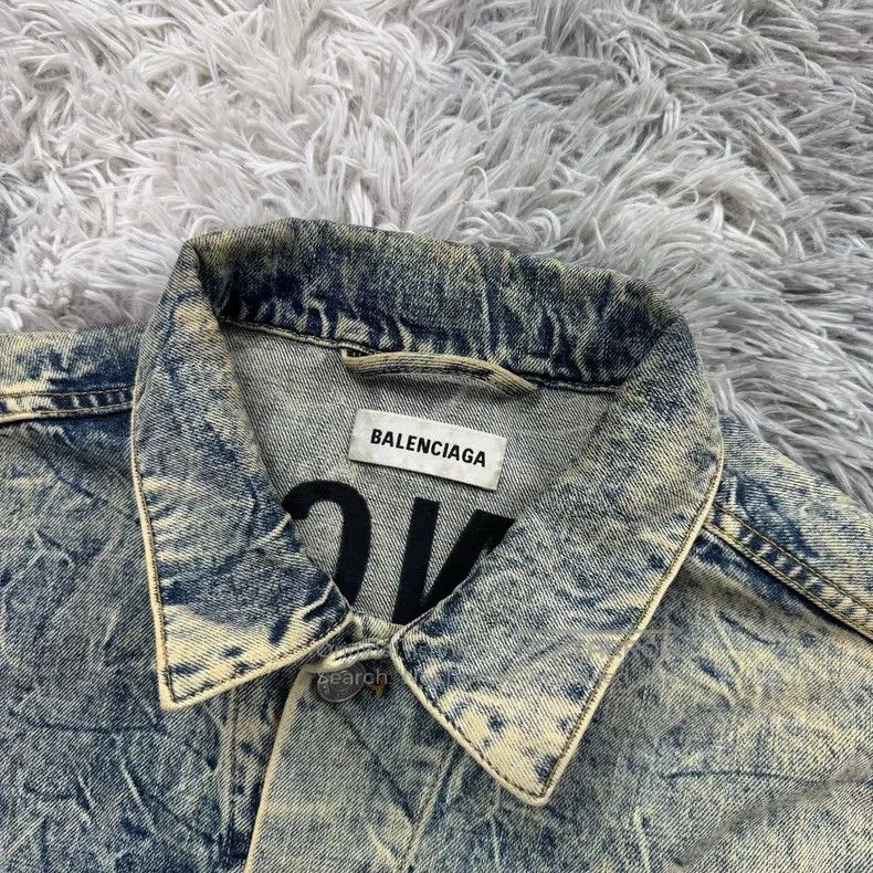 Balenciaga Balenciaga Marble Effect Denim Jacket Size XXS / US 00 / IT 34 - 4 Thumbnail