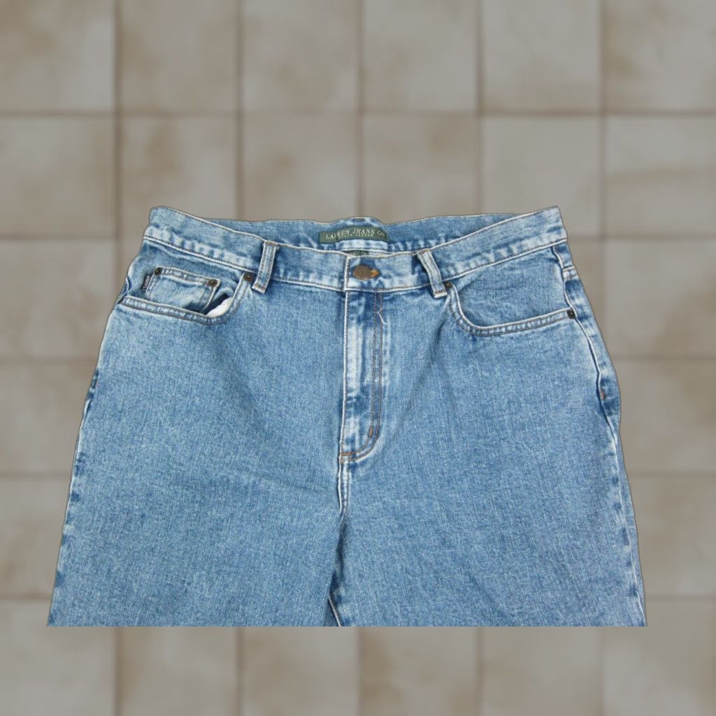 Denime VINTAGE Lauren Jeans Co. Jeans Womens 12 Blue Denim Cropped Capri 90s City Size 34" / US 12 / IT 48 - 1 Thumbnail