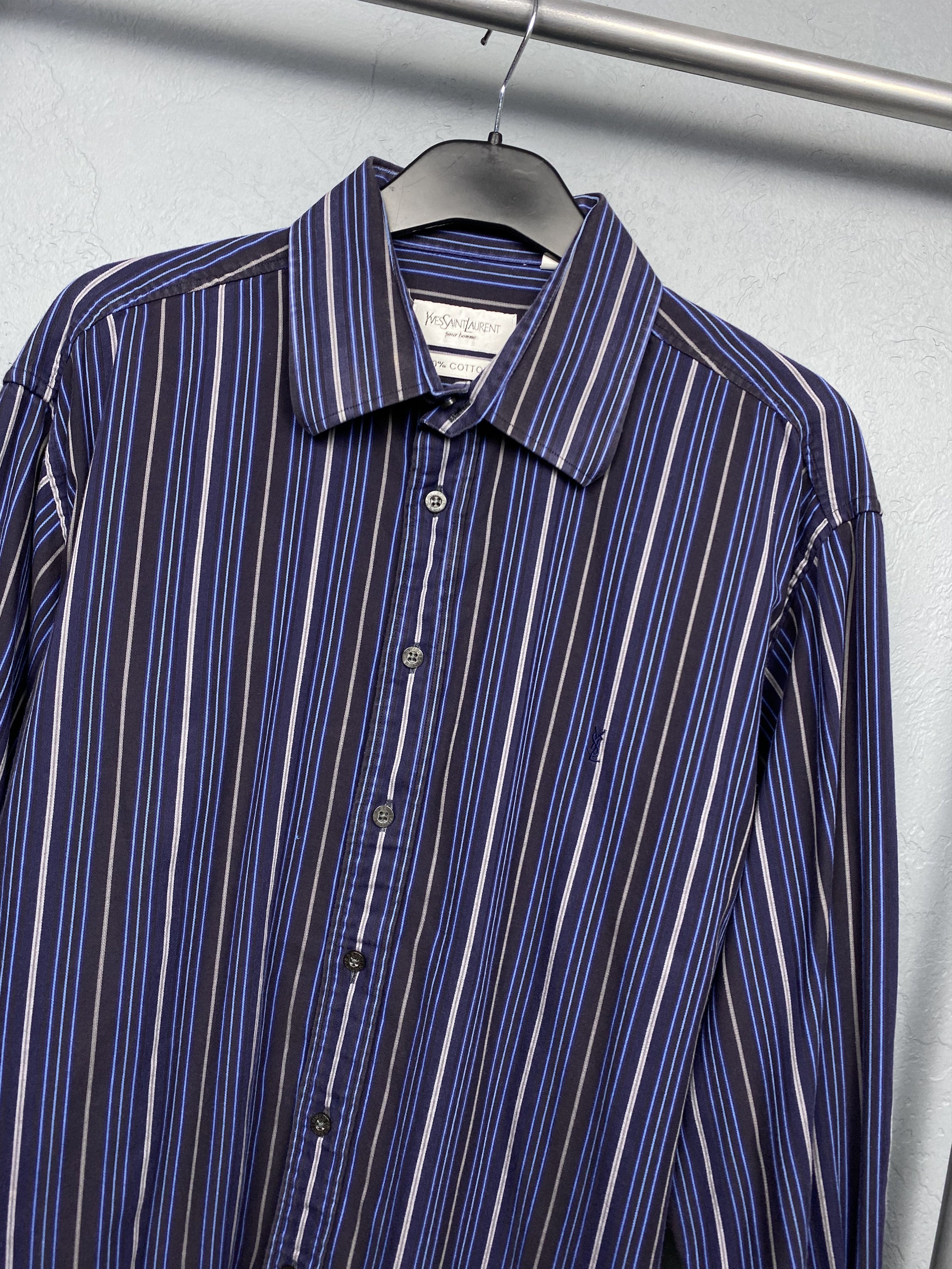 Yves Saint Laurent Yves Saint Laurent YSL Mens Long Sleeve Striped Shirt Size US L / EU 52-54 / 3 - 2 Thumbnail