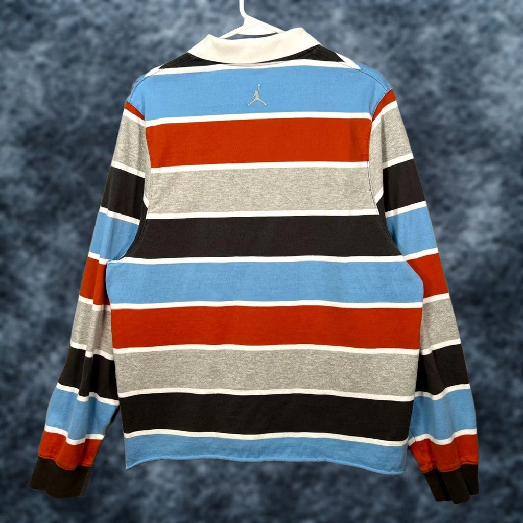 Jordan Brand VTG Air Jordan Polo Shirt Striped Long Sleeve Mens XL Red Gray Blue Multicolor Cotton Shirt Size US XL / EU 56 / 4 - 1 Thumbnail