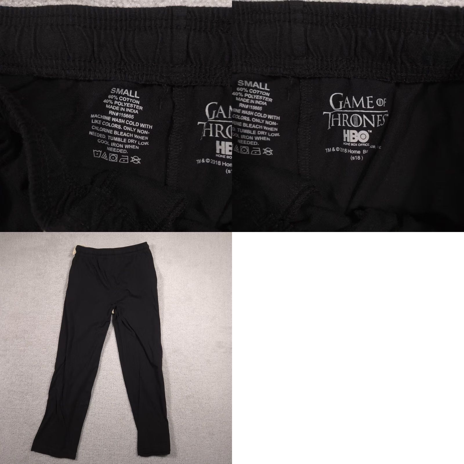 Vintage Game of Thrones Pajama Pants Mens Small Black House Sigils Lounge Sleepwear Size US 29 - 9 Thumbnail