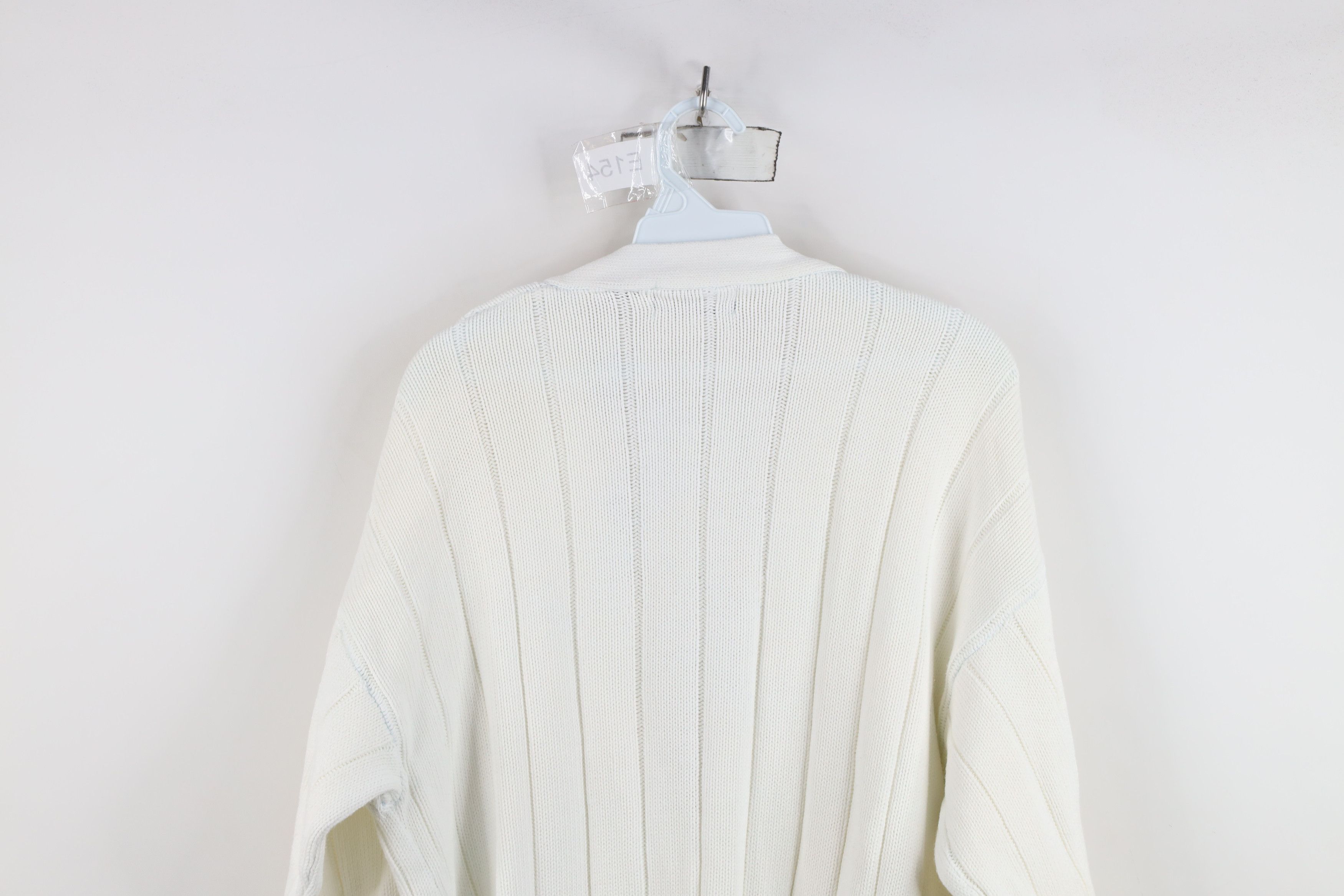 Vintage Vintage 90s Streetwear Ribbed Knit Cardigan Sweater White Size US M / EU 48-50 / 2 - 11 Thumbnail