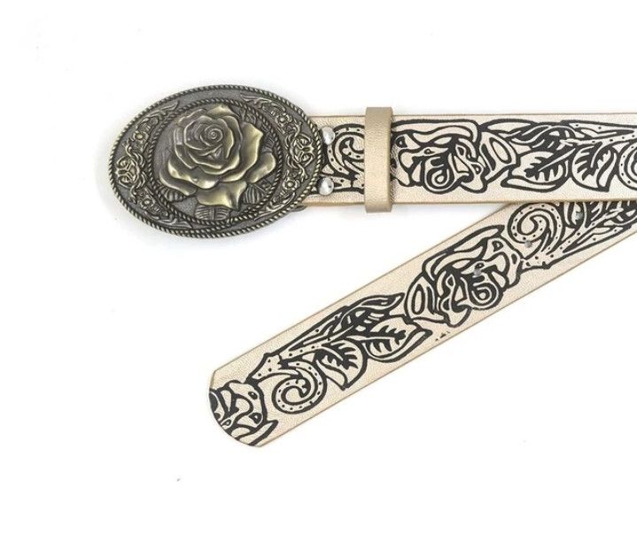 Japanese Brand × Vintage Rose Buckle Belt Size 30 - 2 Thumbnail
