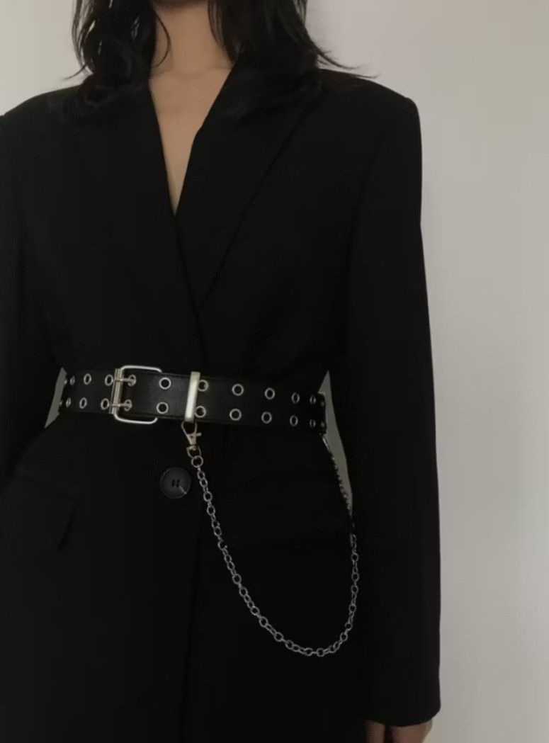 Japanese Brand Punk rockers Waist chain white pu leather belt Size ONE SIZE - 2 Thumbnail