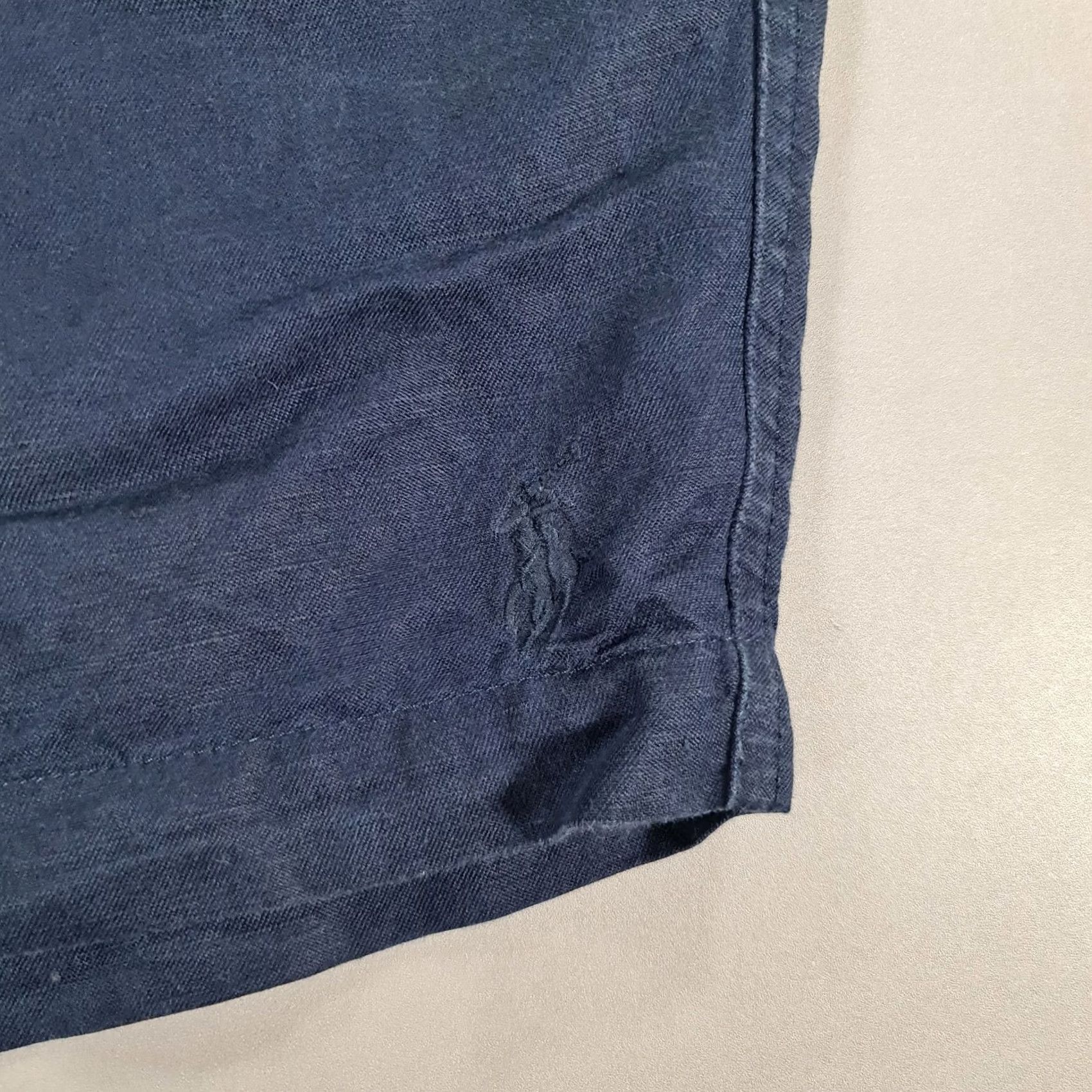 Polo Ralph Lauren Polo Ralph Lauren Mens Shorts Navy Blue Linen Summer Drawstring W40 Regular Flat Front 4 Pocket Holiday Mens Size US L / EU 52-54 / 3 - 4 Thumbnail