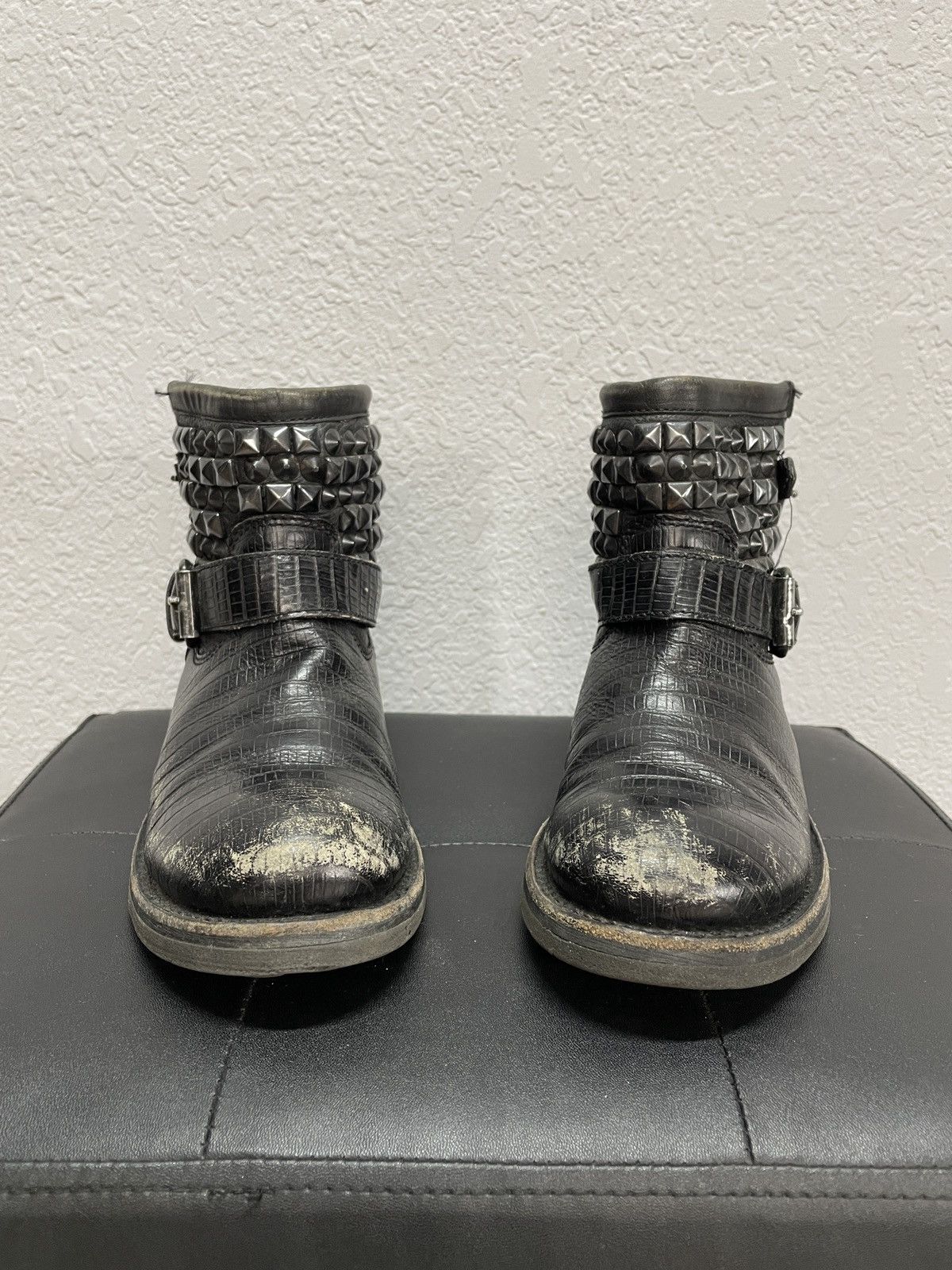 If Six Was Nine Vintage Italian AS 98 Rick Owens Style Leather Biker Boots Size US 7 / IT 37 - 6 Thumbnail