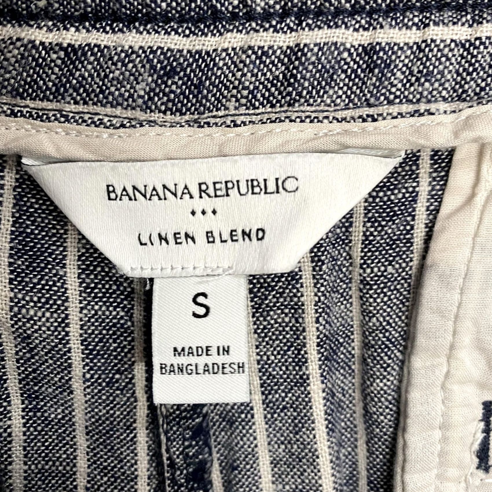 Banana Republic Banana Republic Womens S Blue Stripe Linen Wide Leg Pants Coastal Beachy Ankle Size 28" / US 6 / IT 42 - 7 Thumbnail