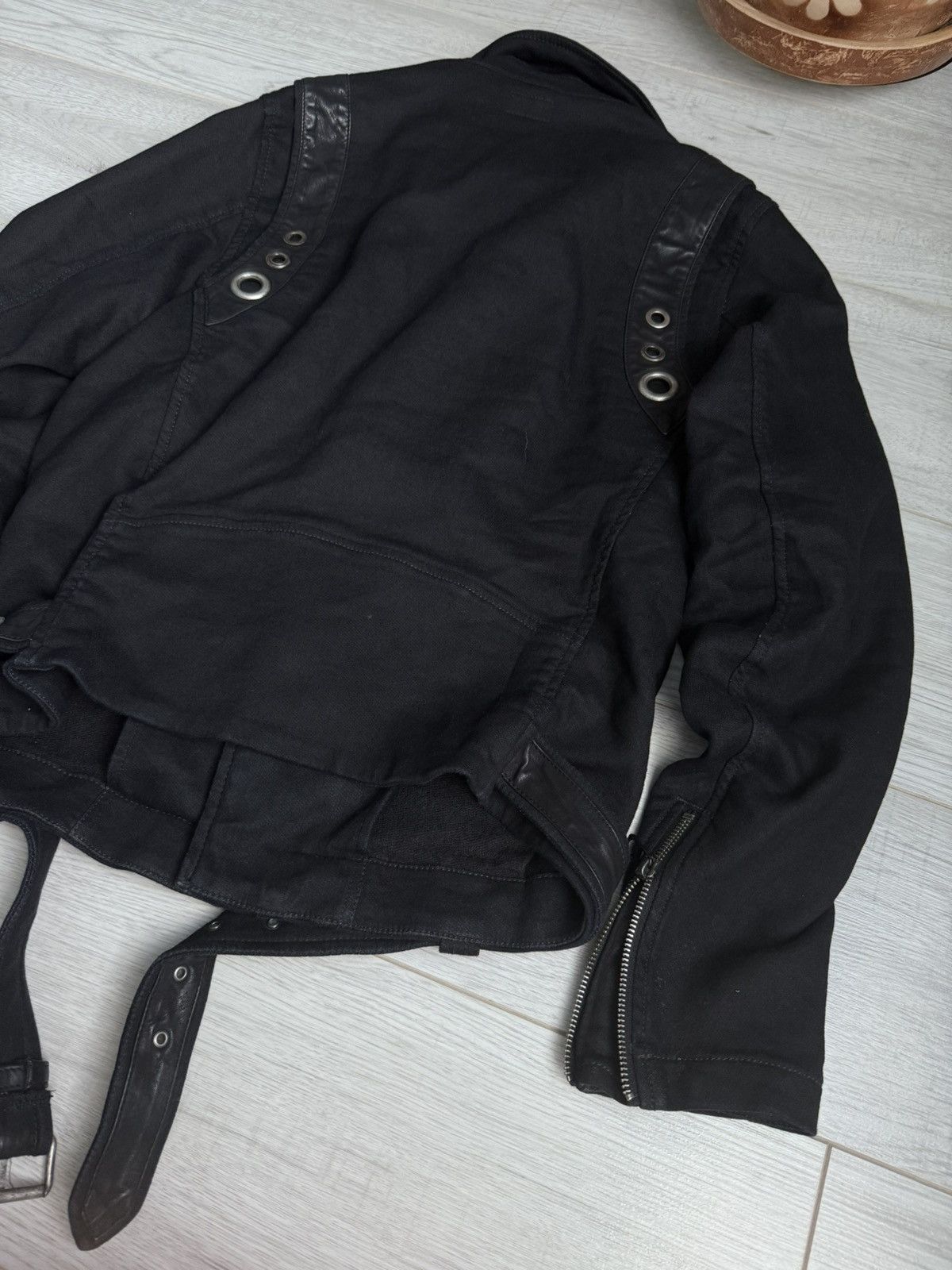 Diesel × Vintage Diesel Industry Moto Biker Jacket – Black with Leather Belt Size US M / EU 48-50 / 2 - 6 Thumbnail