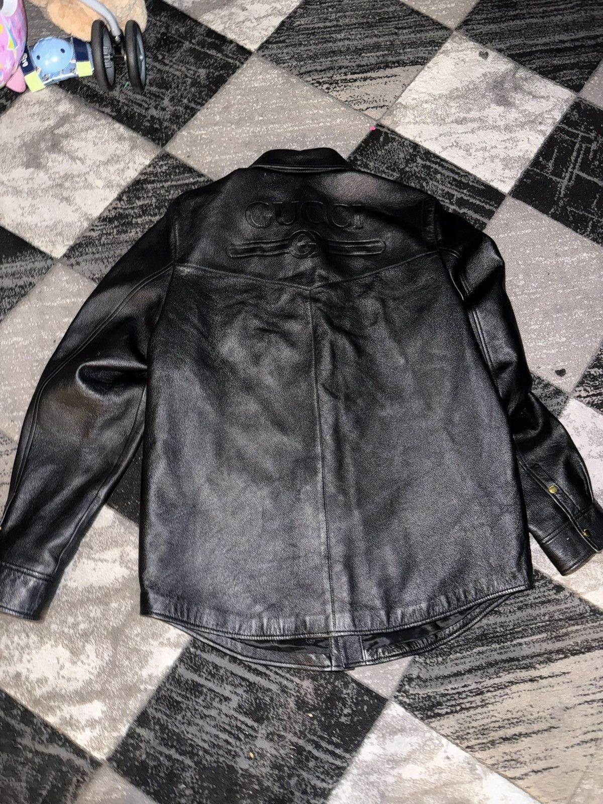 Gucci Gucci Black Leather Shirt Jacket Size US L / EU 52-54 / 3 - 3 Thumbnail