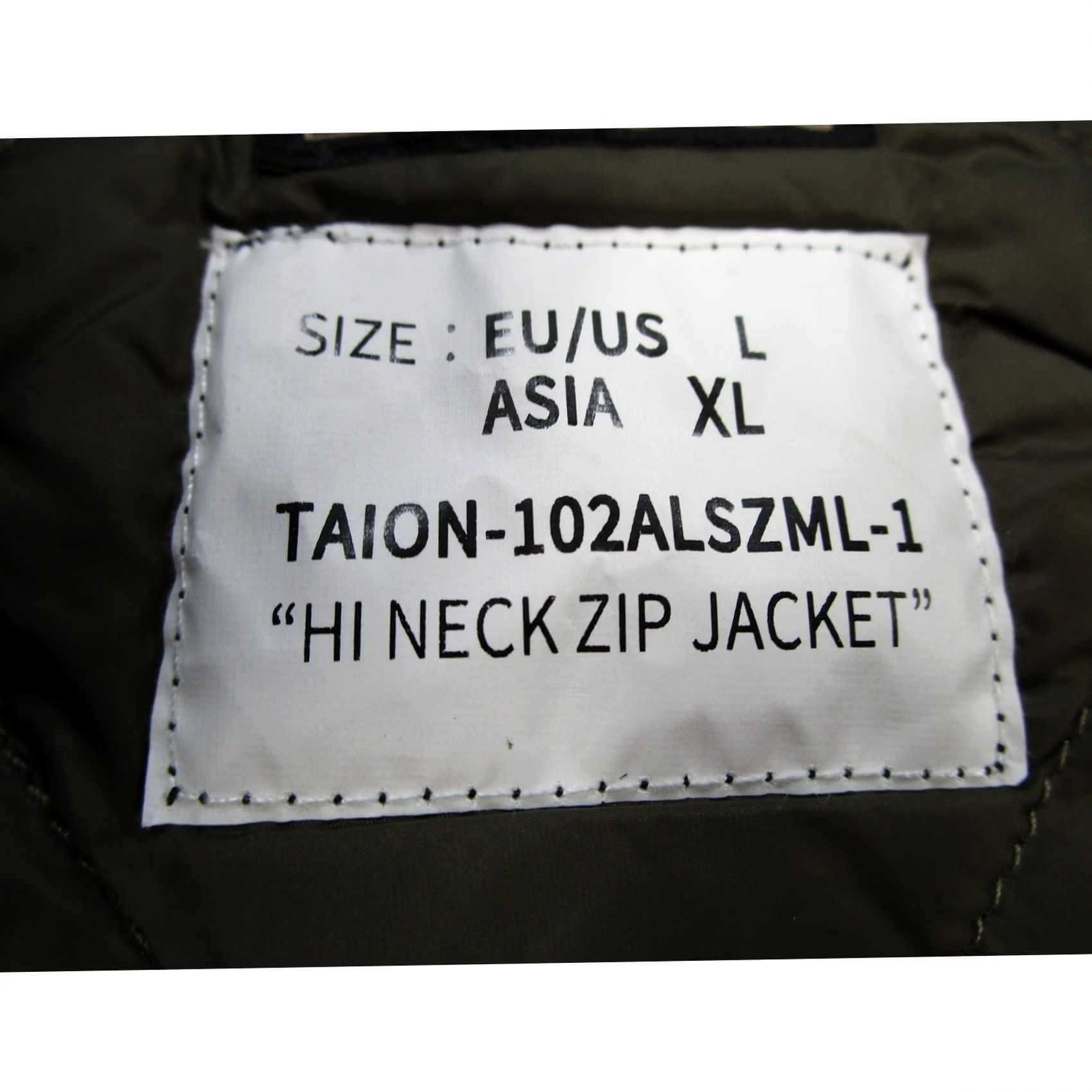 Taion Jacket L Black Hi Neck Zip Quilted Down Puffer Taion-102alszml-1 Mens, Men's — image 2 of 6
