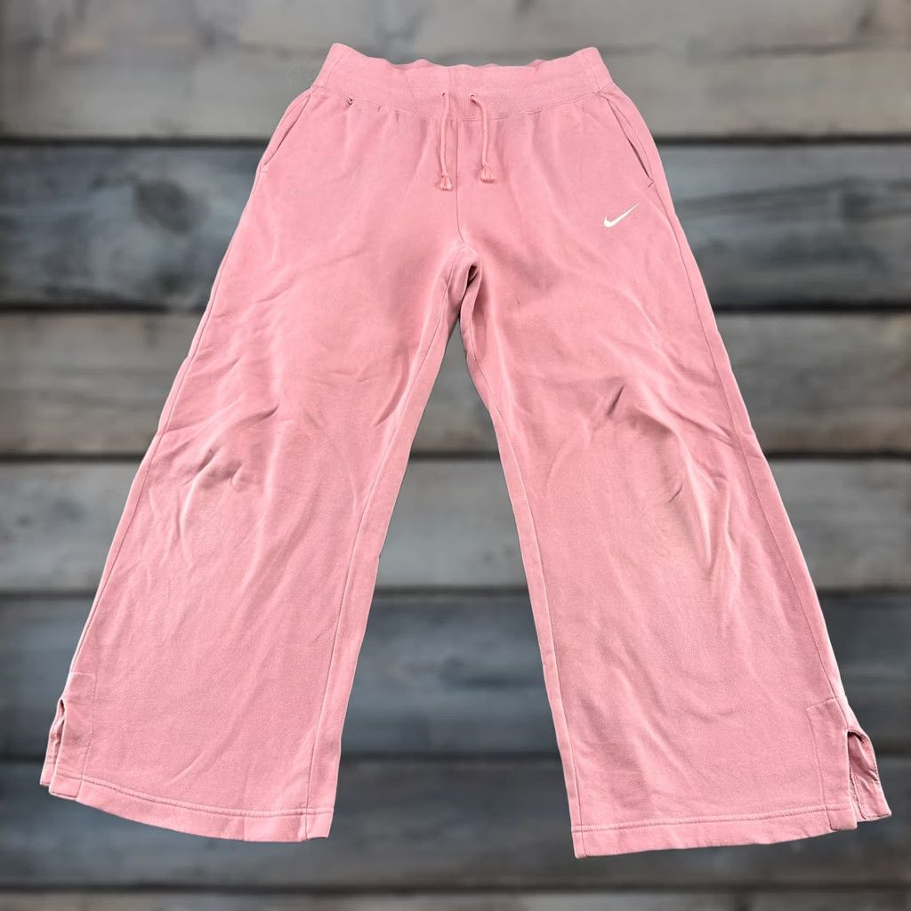 Nike Nike Sweatpants Womens L Pink Drawstring Fleece Cotton Baggy Wide Leg Athletic Tapered Inseam 34 in Size 36" / US 14 / IT 50 - 1 Thumbnail
