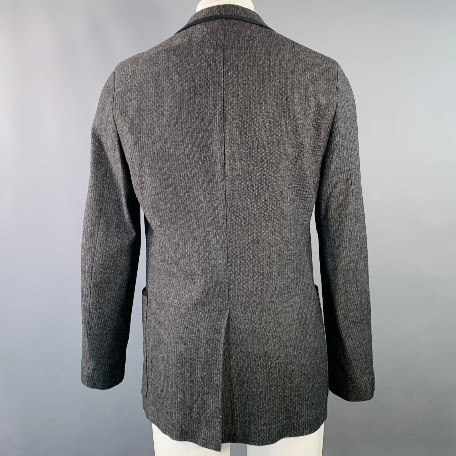 John Varvatos Size 40 Grey Black Herringbone Wool Blend Sport Coat Size 40R - 4 Thumbnail