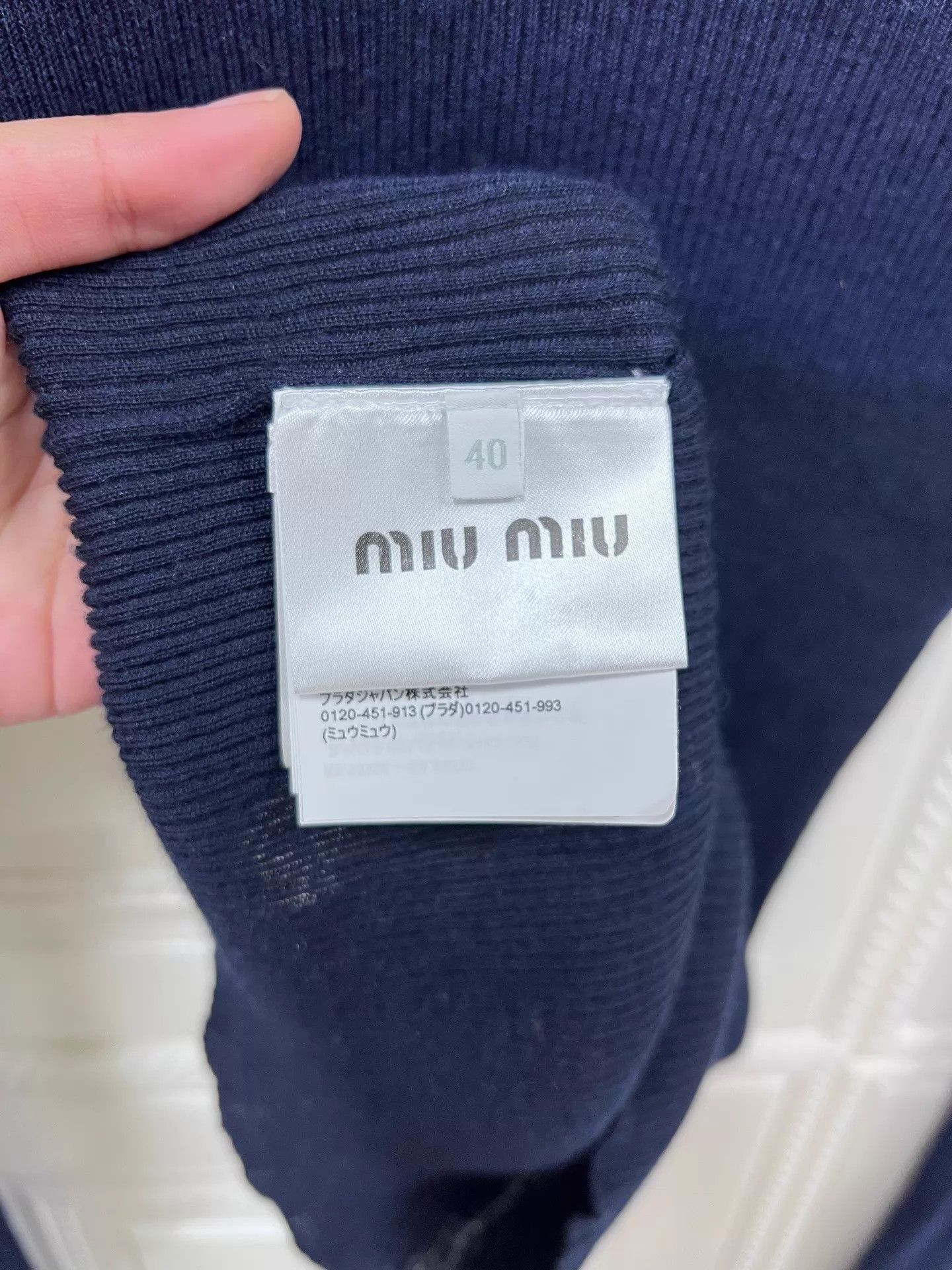 Miu Miu MIU MIU logo lettering cashmere Polo long-sleeve knit 40 Size S / US 4 / IT 40 - 4 Thumbnail