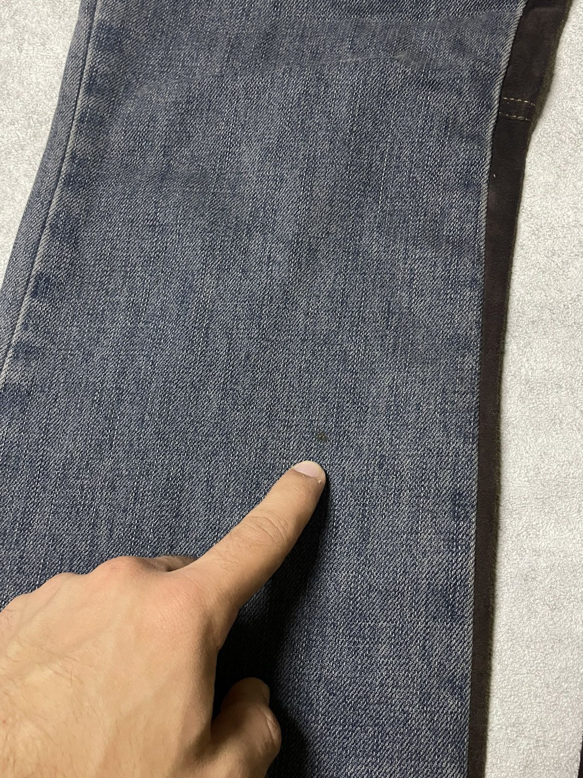 Roberto Cavalli AW2003 Cavalli Two Tone Hybrid Blue Leather Denim Jeans Size US 31 - 16 Thumbnail