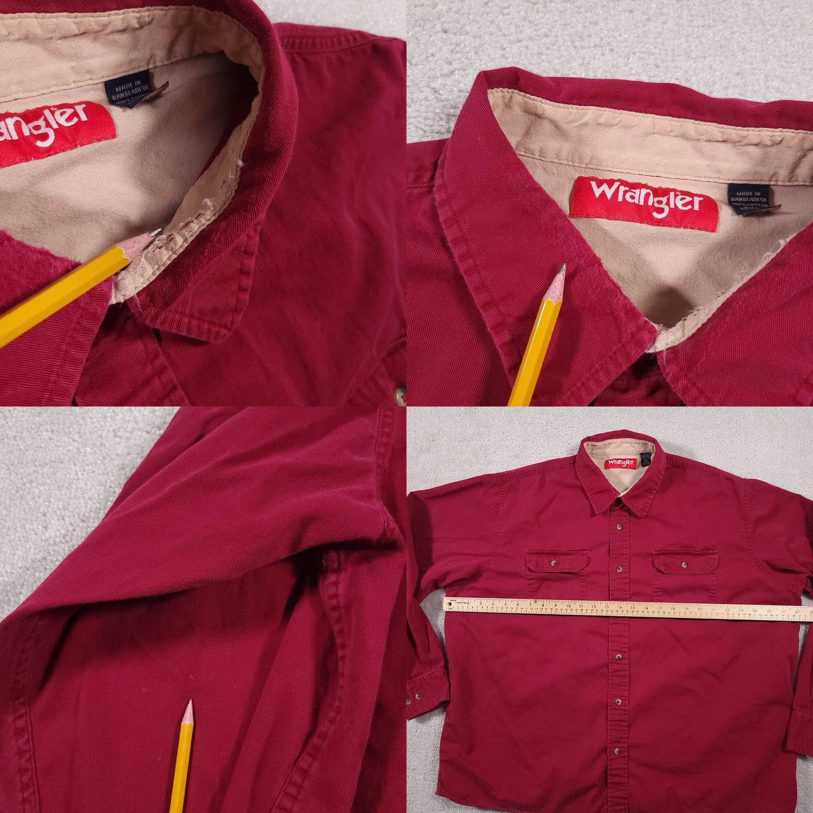 Wrangler Wrangler Button Up Shirt Mens 2XL Red Casual Outdoor Work Wear Pockets Grunge Size US XXL / EU 58 / 5 - 8 Thumbnail