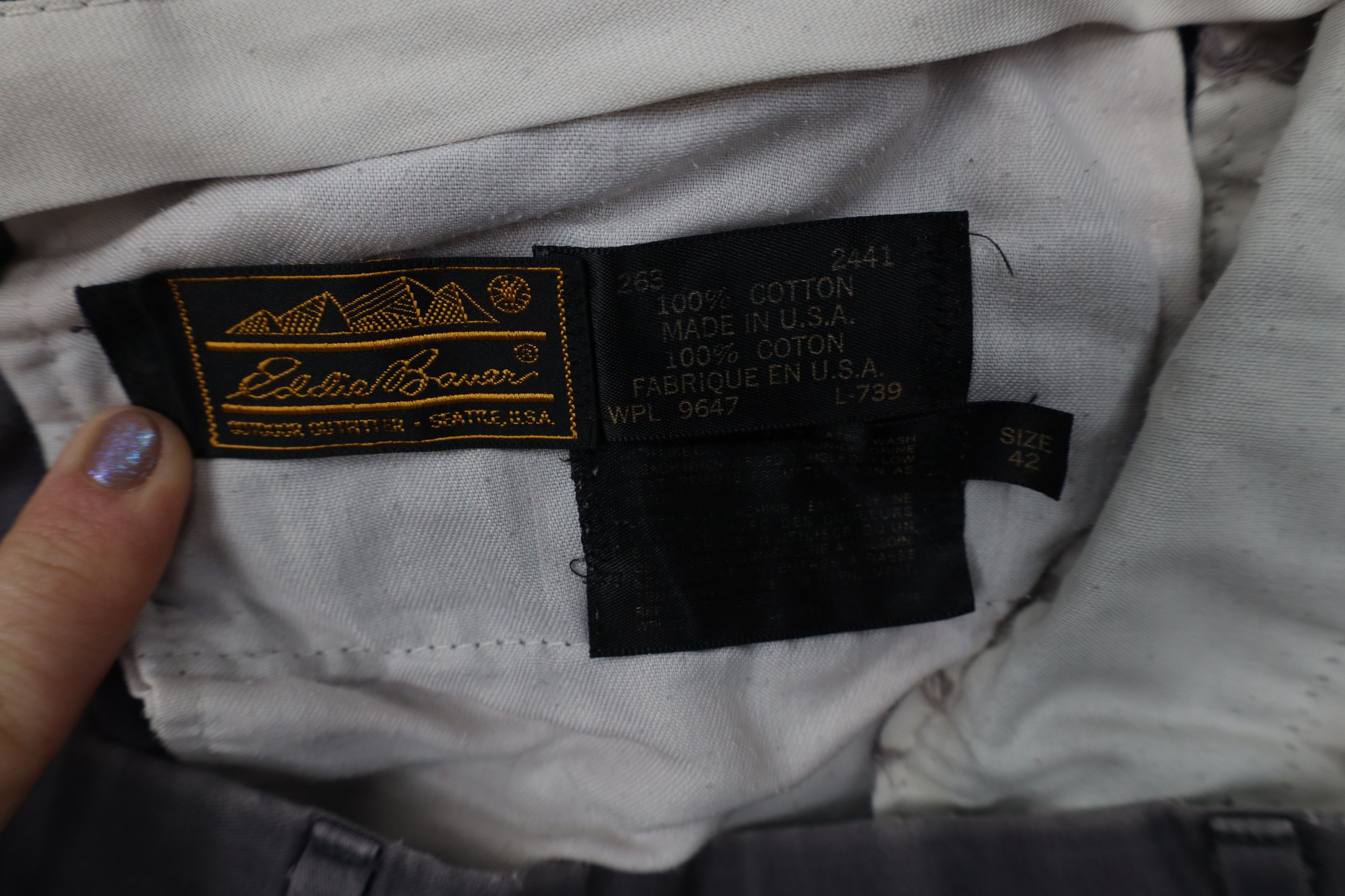 Eddie Bauer AS IS Vintage 90s Eddie Bauer Wide Leg Chino Pants Gray USA Size US 42 / EU 58 - 7 Thumbnail