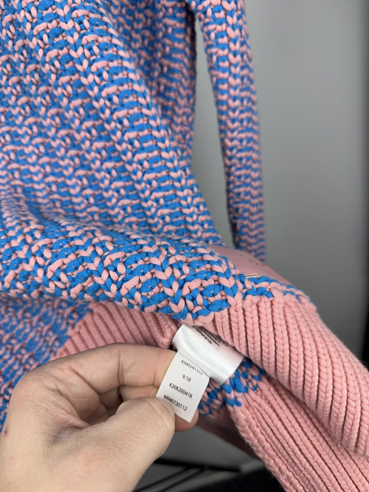 Calvin Klein Calvin Klein Pink Blue Chunky Heavy Knit Cotton Sweater Size M / US 6-8 / IT 42-44 - 7 Thumbnail