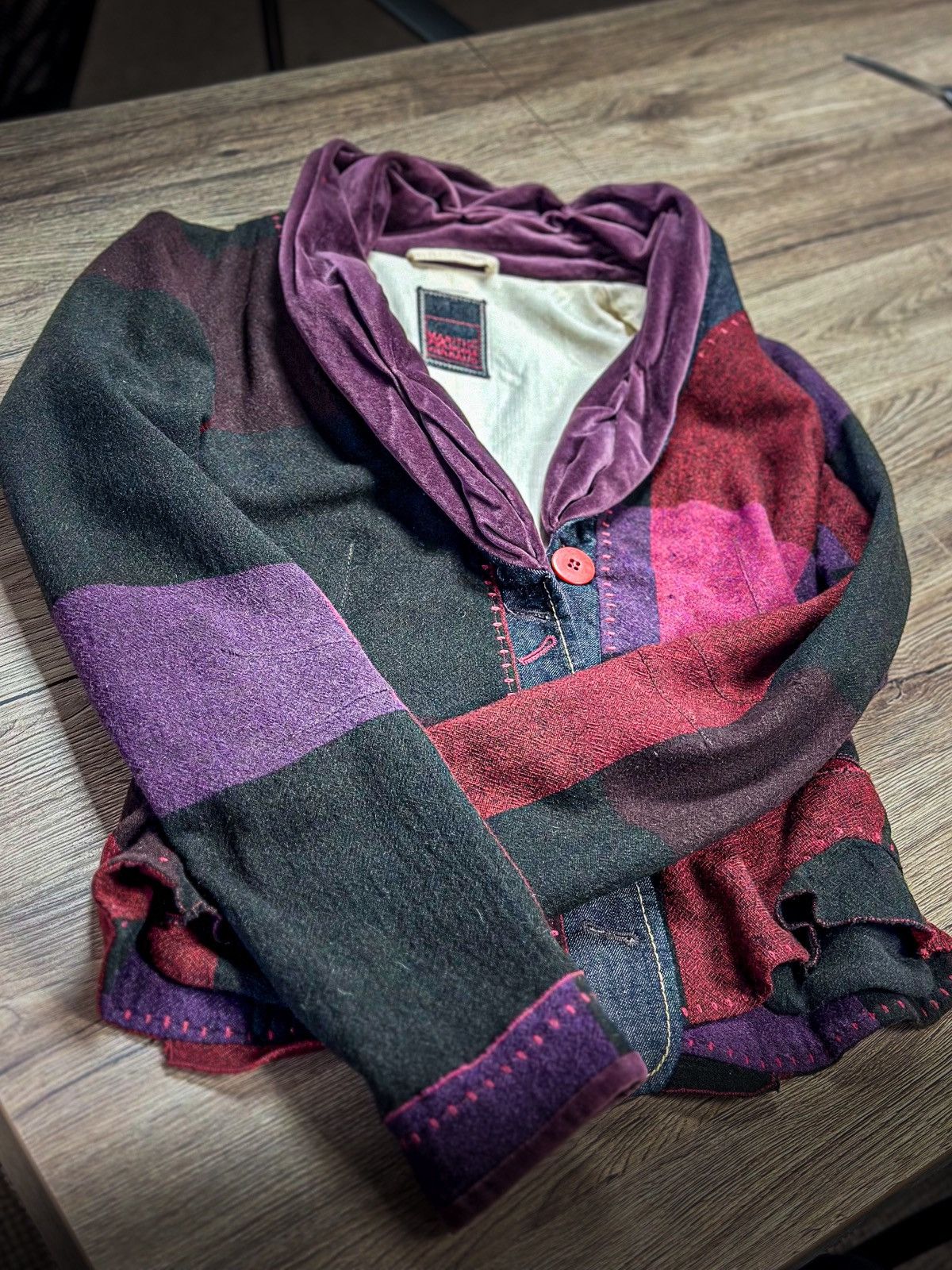 Marithe + Francois Girbaud Marithé + François Girbaud Patchwork Blazer, Avant-Garde Y2K Size S / US 4 / IT 40 - 2 Thumbnail