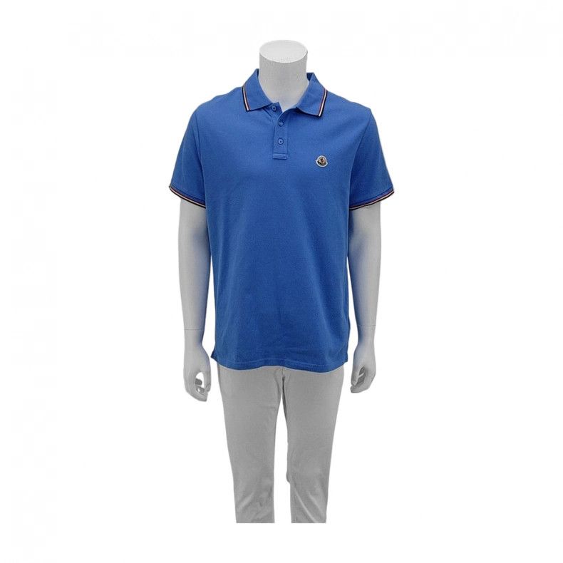 Moncler Moncler Blue Cotton Polo Short Sleeve XL Size US XL / EU 56 / 4 - 1 Thumbnail