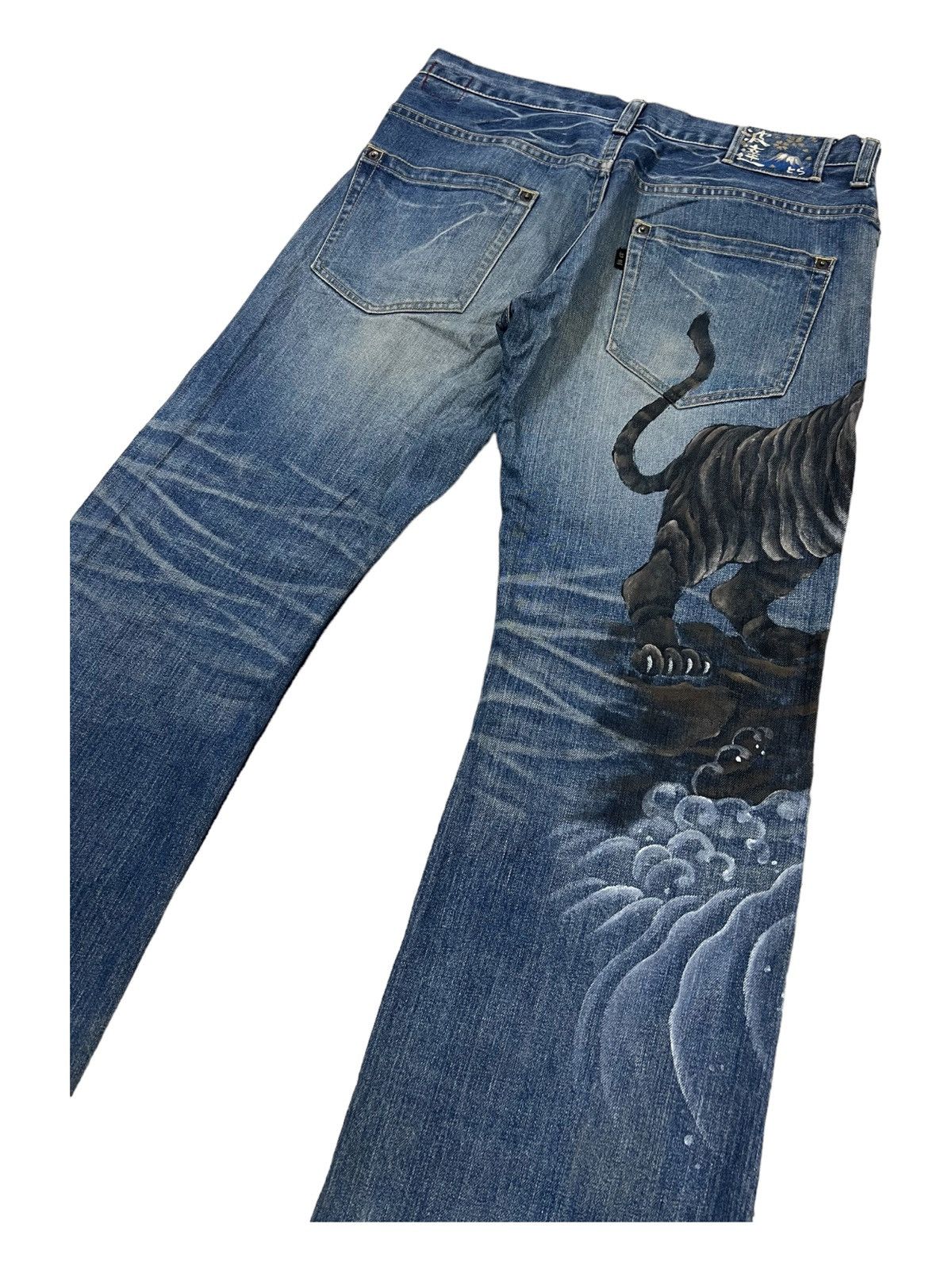 Karakuri Tamashii Karakuri Tamashi 🇯🇵 Tiger Hand Paint Baggy Jeans Denim Size US 36 / EU 52 - 5 Thumbnail