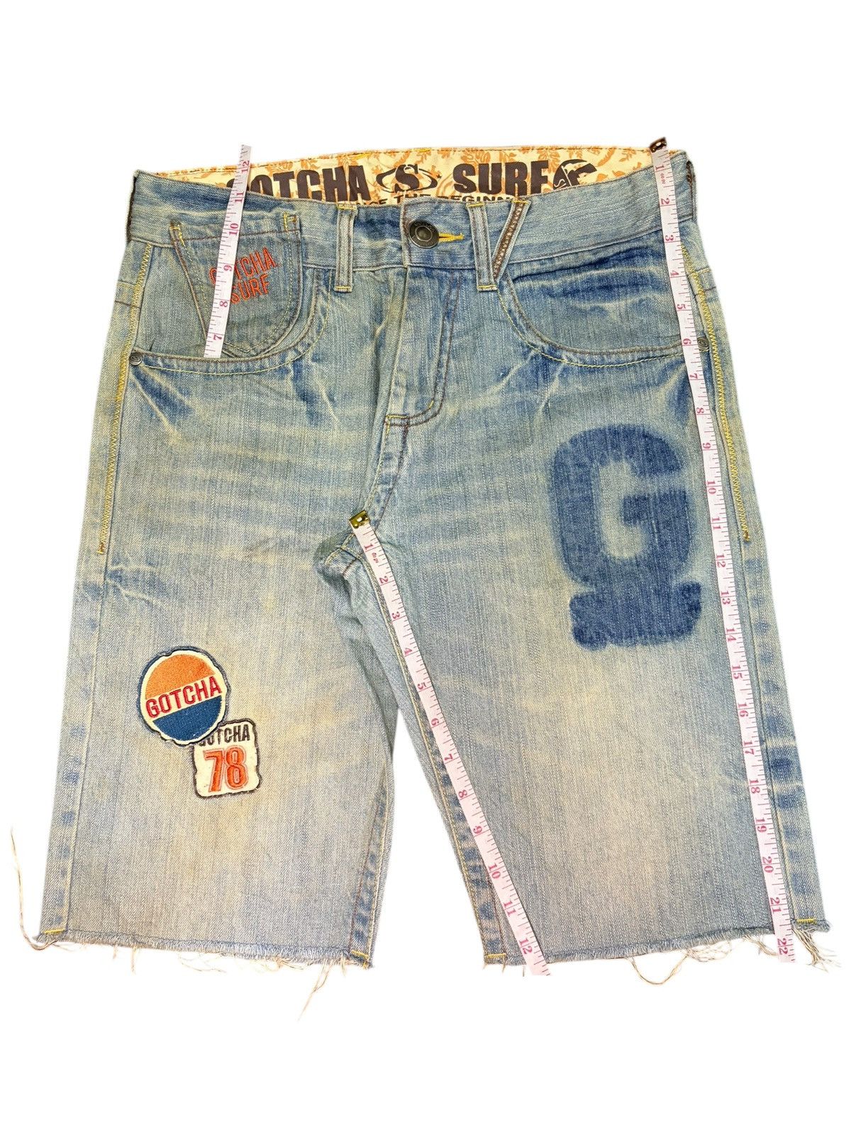 Gotcha Vintage Japanese Brand Mud Wash Distress Jean Shorts Size US 32 / EU 48 - 6 Thumbnail