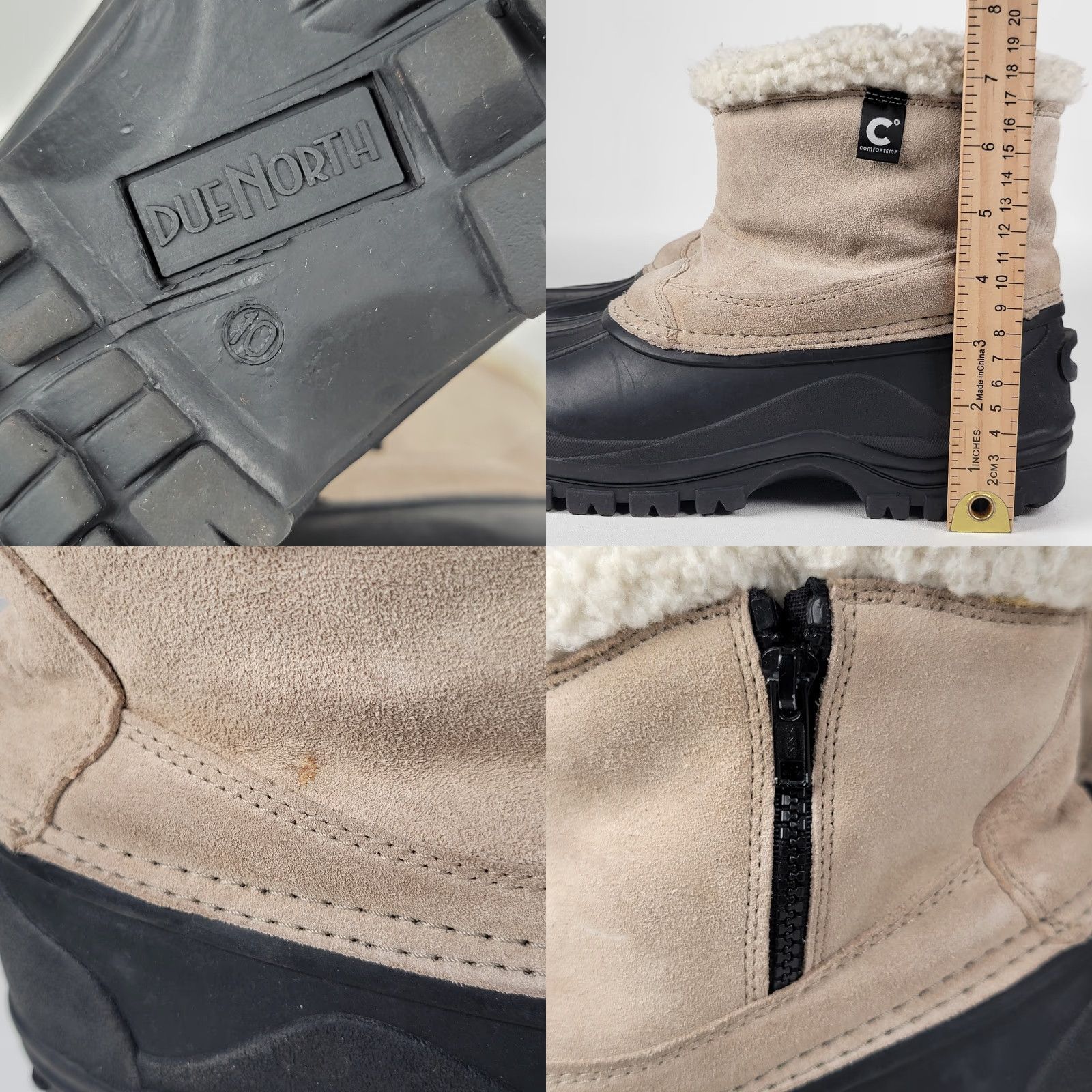 Vintage Due North Snow Boots Men Size 10 Beige Waterproof Insulated Leather Uppers Rubber Sole Winter Snow Boot Mens Size US 10 / EU 43 - 8 Thumbnail