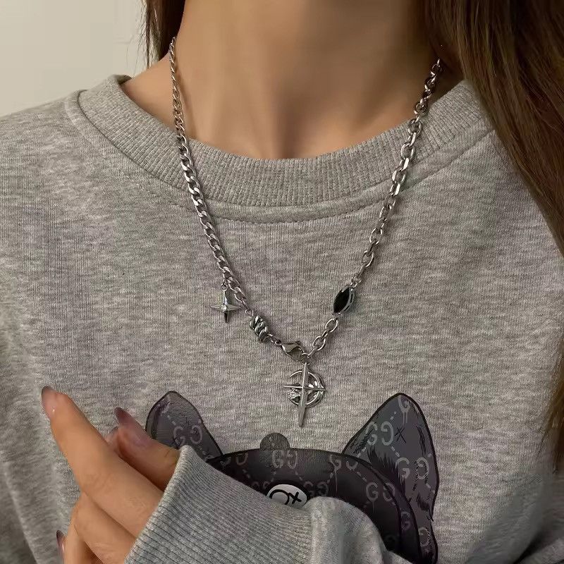 Jewelry Gothic Silver Vintage Style Necklace Y2K Size ONE SIZE - 2 Thumbnail