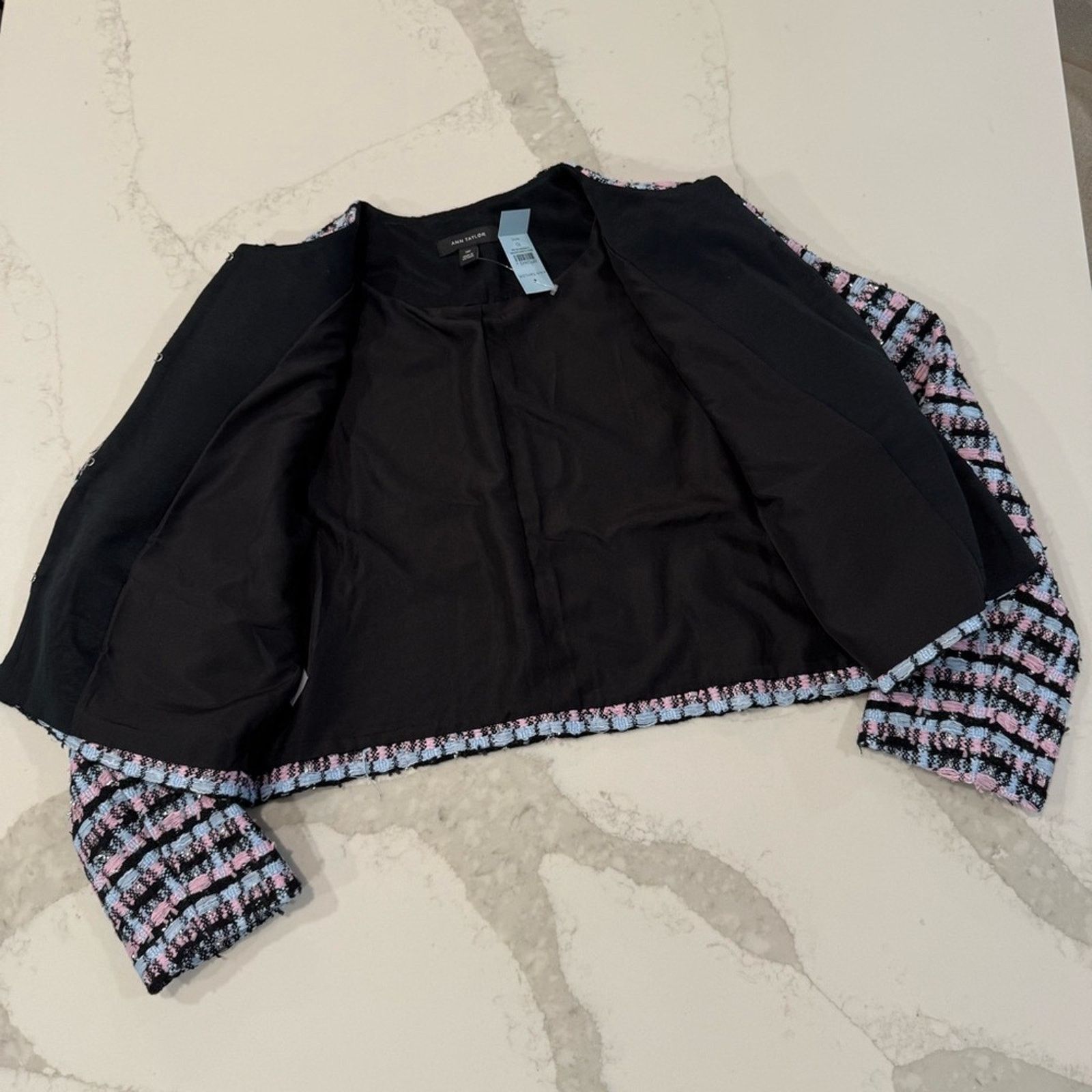 Ann Taylor Ann Taylor NWT Striped Tweed Cropped Blazer Jacket Women 10P Size L / US 10 / IT 46 - 6 Thumbnail