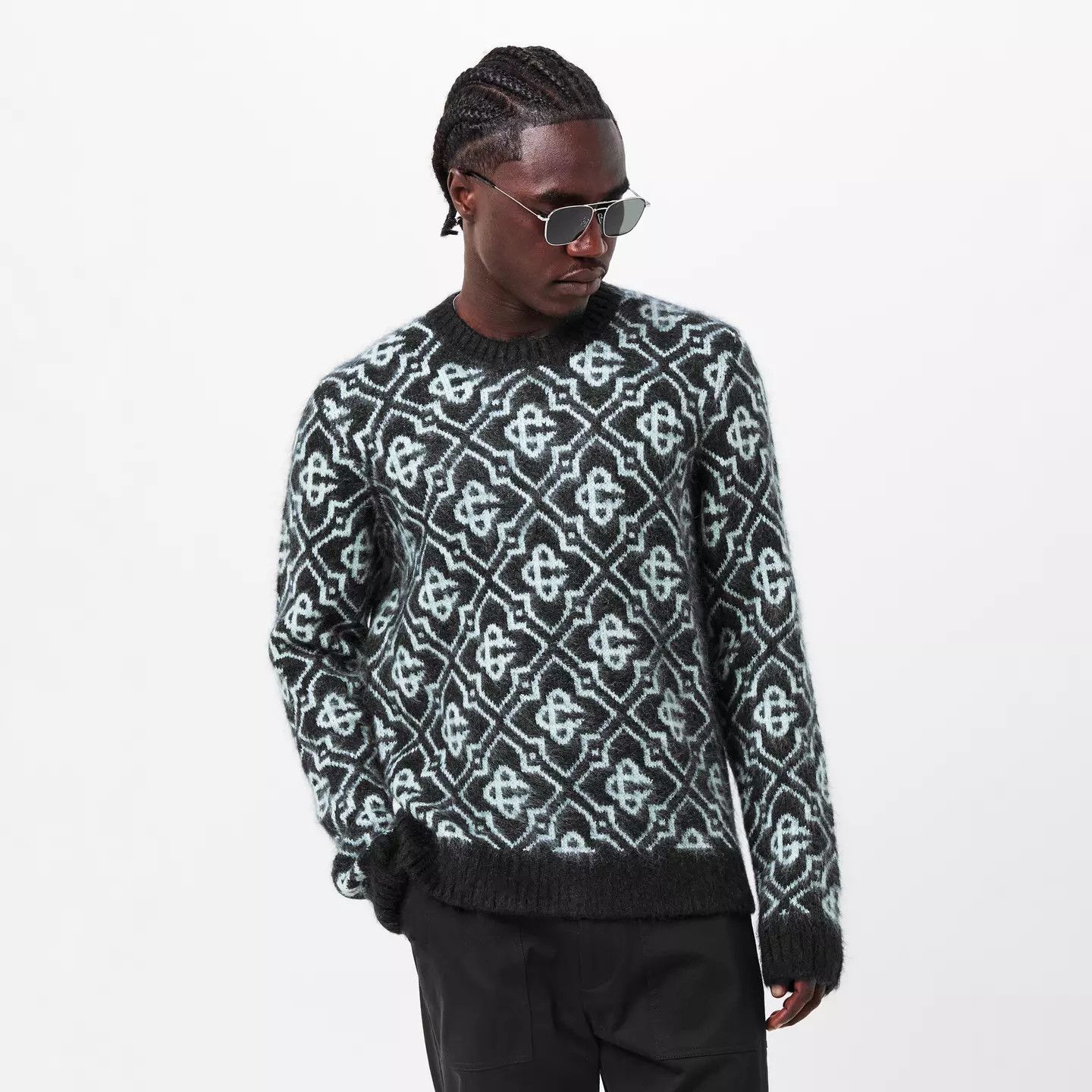 Casablanca o1g2r1mq0426 Mono Mohair Crew Neck Jumper in Multicolor Size US L / EU 52-54 / 3 - 3 Thumbnail