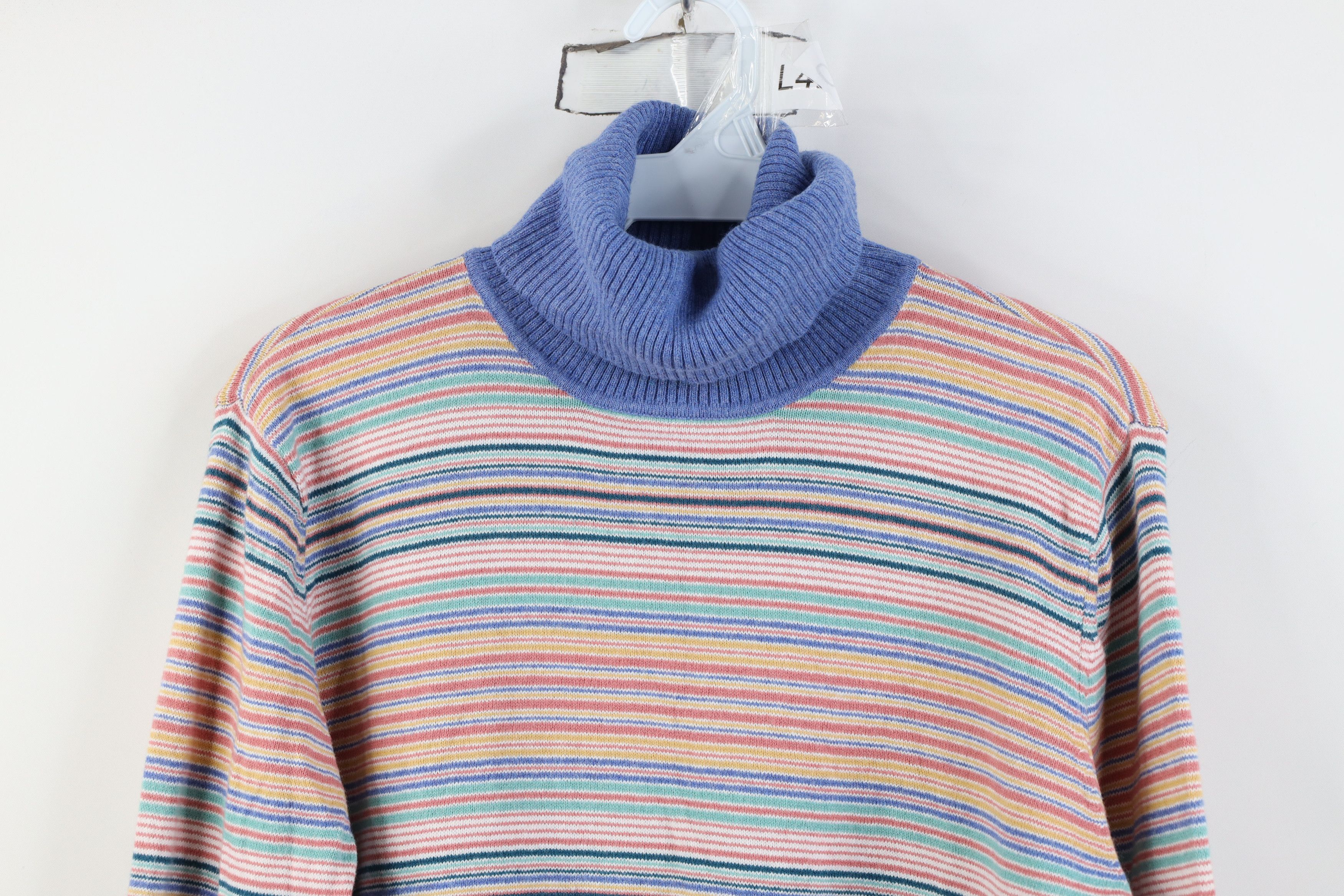 L.L. Bean Vintage LL Bean Cashmere Striped Knit Turtleneck Sweater Size L / US 10 / IT 46 - 2 Thumbnail