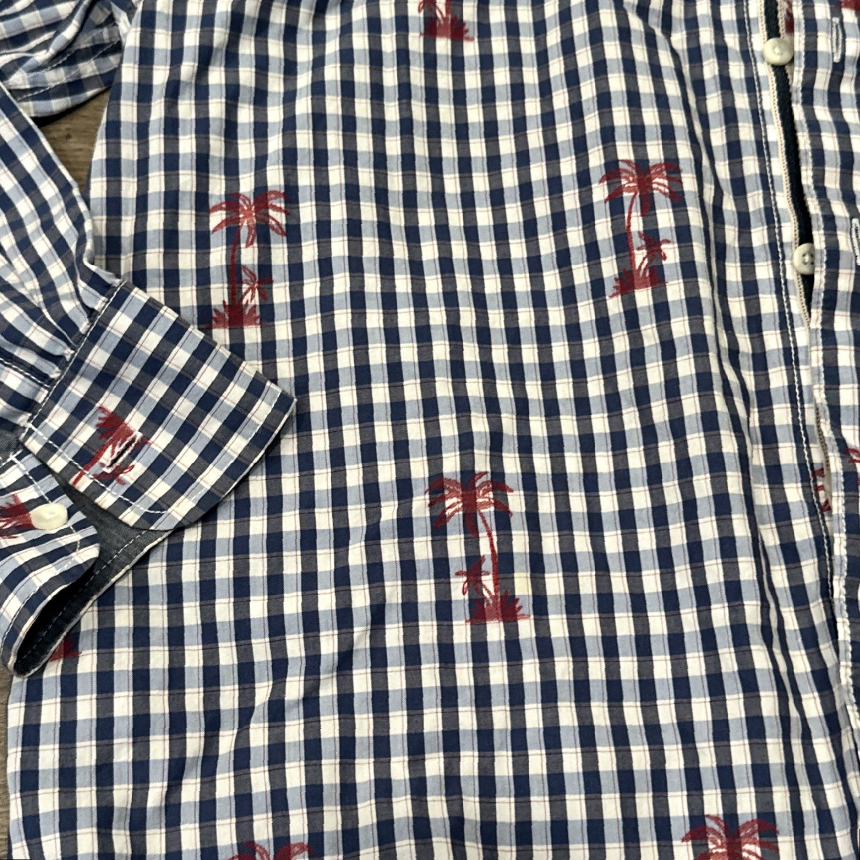 Tommy Bahama VINTAGE Tommy Bahama Shirt Blue Check Palm Tree Long Sleeve Button-Down Large Mens Regular Fit Beach Hawaiian Tropical 90s? Size US L / EU 52-54 / 3 - 3 Thumbnail