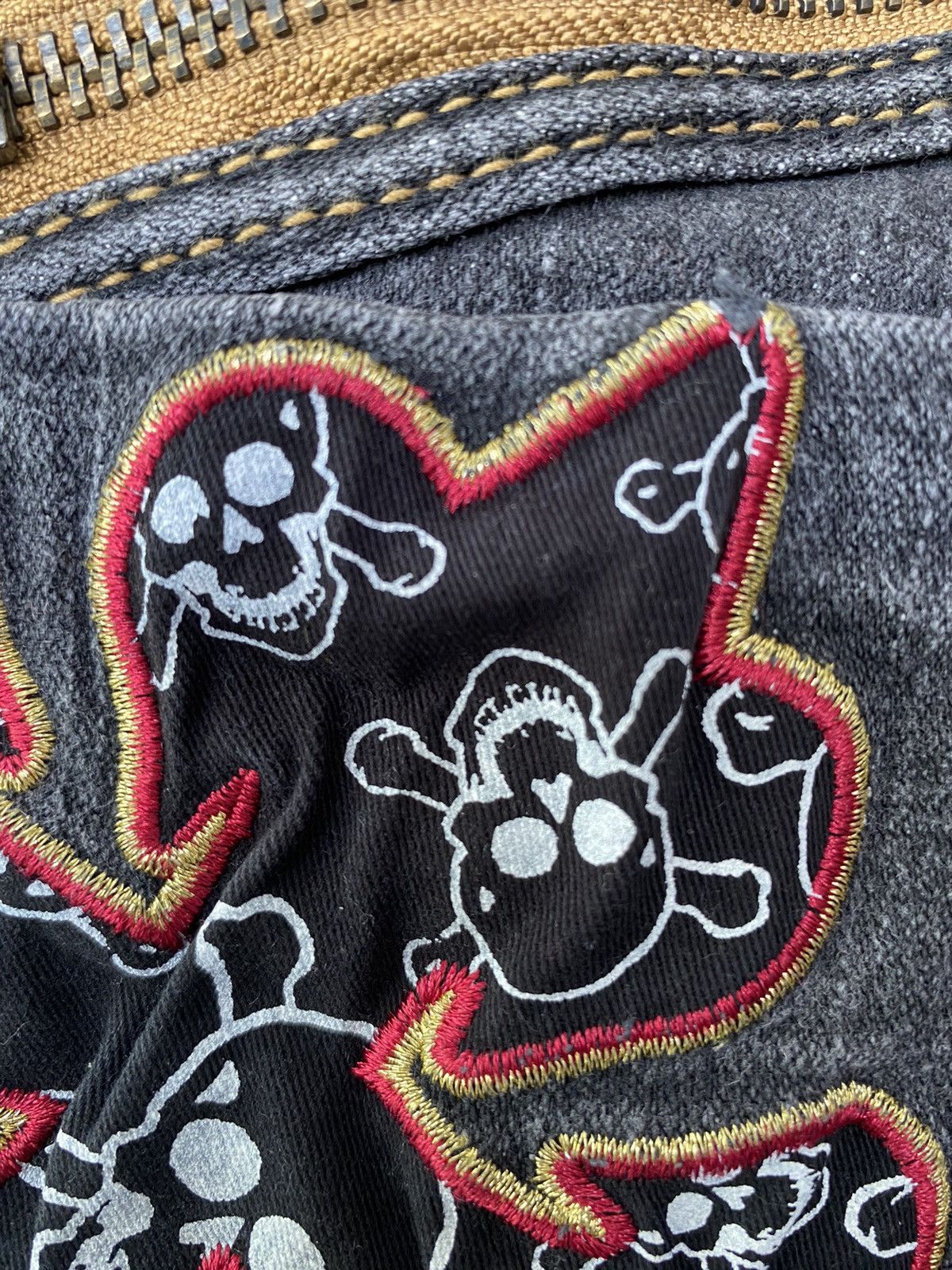 If Six Was Nine BCBG Skull Cross 💀 Flare Jeans Button Boot Cut Size US 33 - 8 Thumbnail