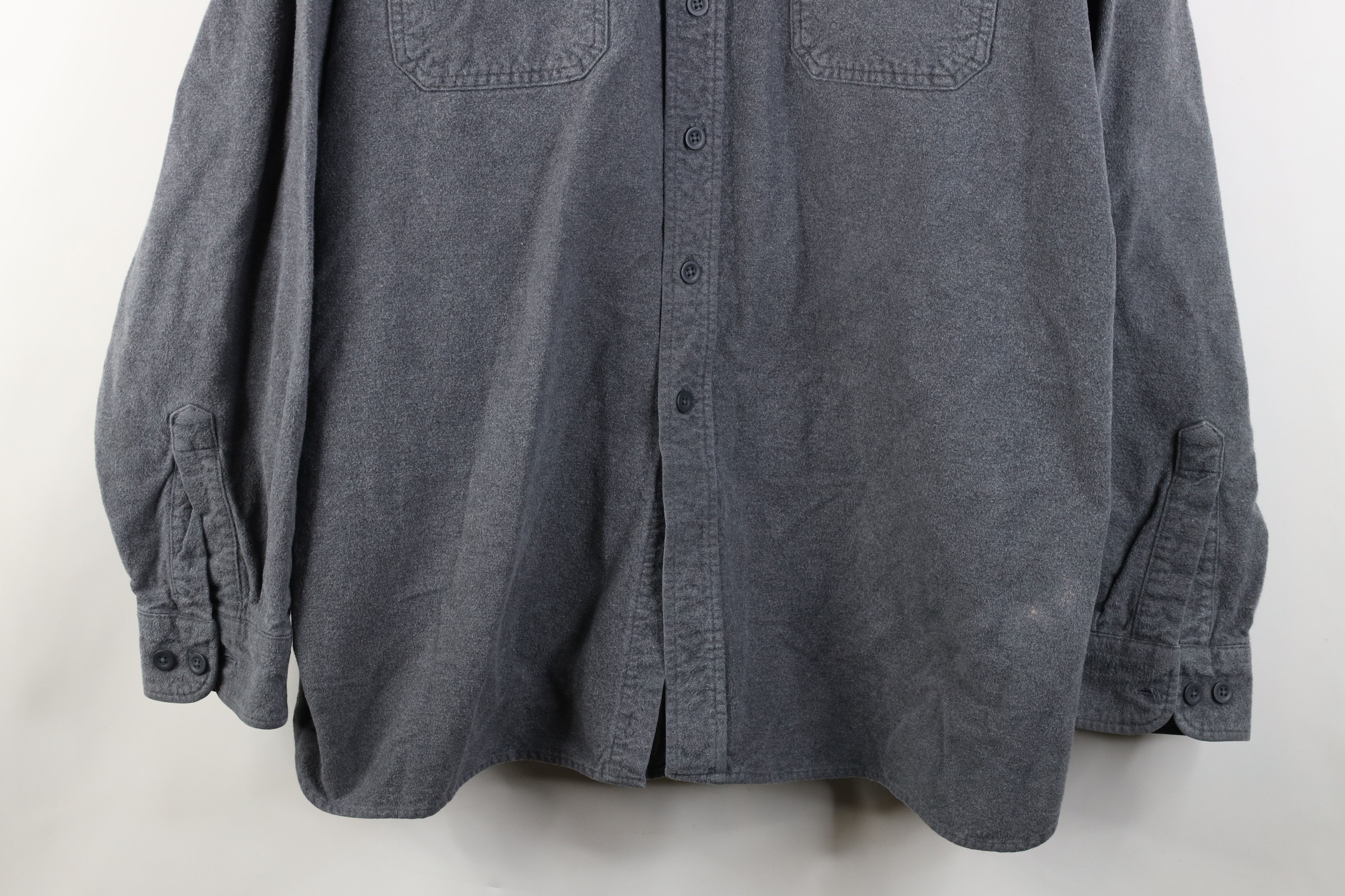 L.L. Bean Vintage 90s LL Bean Heavy Chamois Cloth Button Shirt Gray Size US XXL / EU 58 / 5 - 3 Thumbnail