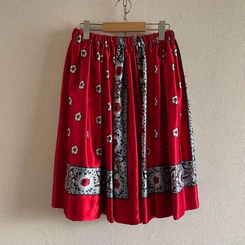 Comme des Garcons Red Floral Design Long Skirt- DMC Size US 34 / EU 50 - 1 Thumbnail